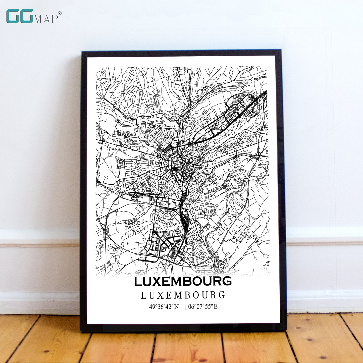 City map of LUXEMBOURG - Home Decor - Wall decor - Office map - Travel map - Print map - Poster city map - Luxembourg map - GeoGIS Studio