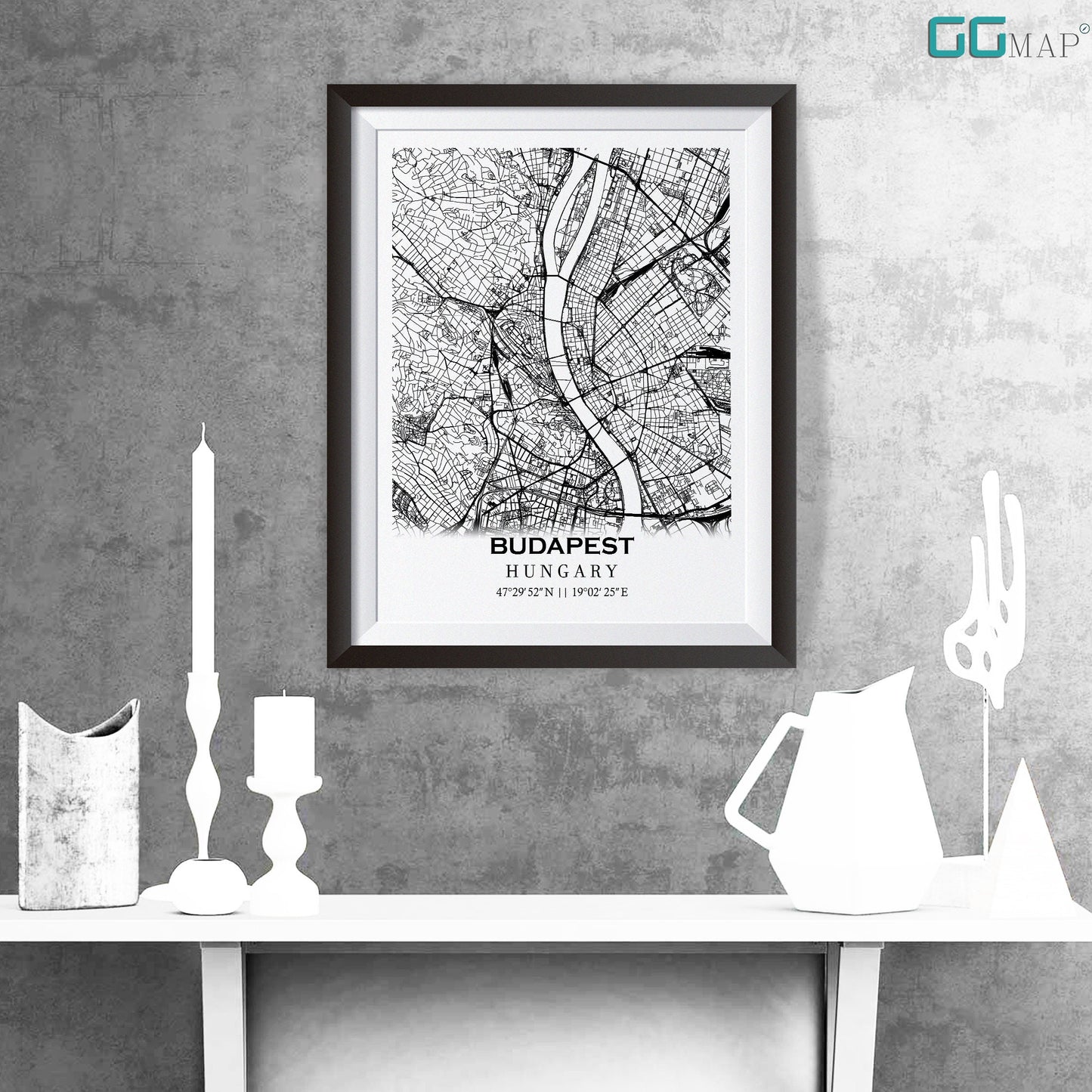 City map of BUDAPEST - Home Decor - Decor - Office map, Budapest Travel map - Print map - Poster city map - Budapest map - map art - Hungary