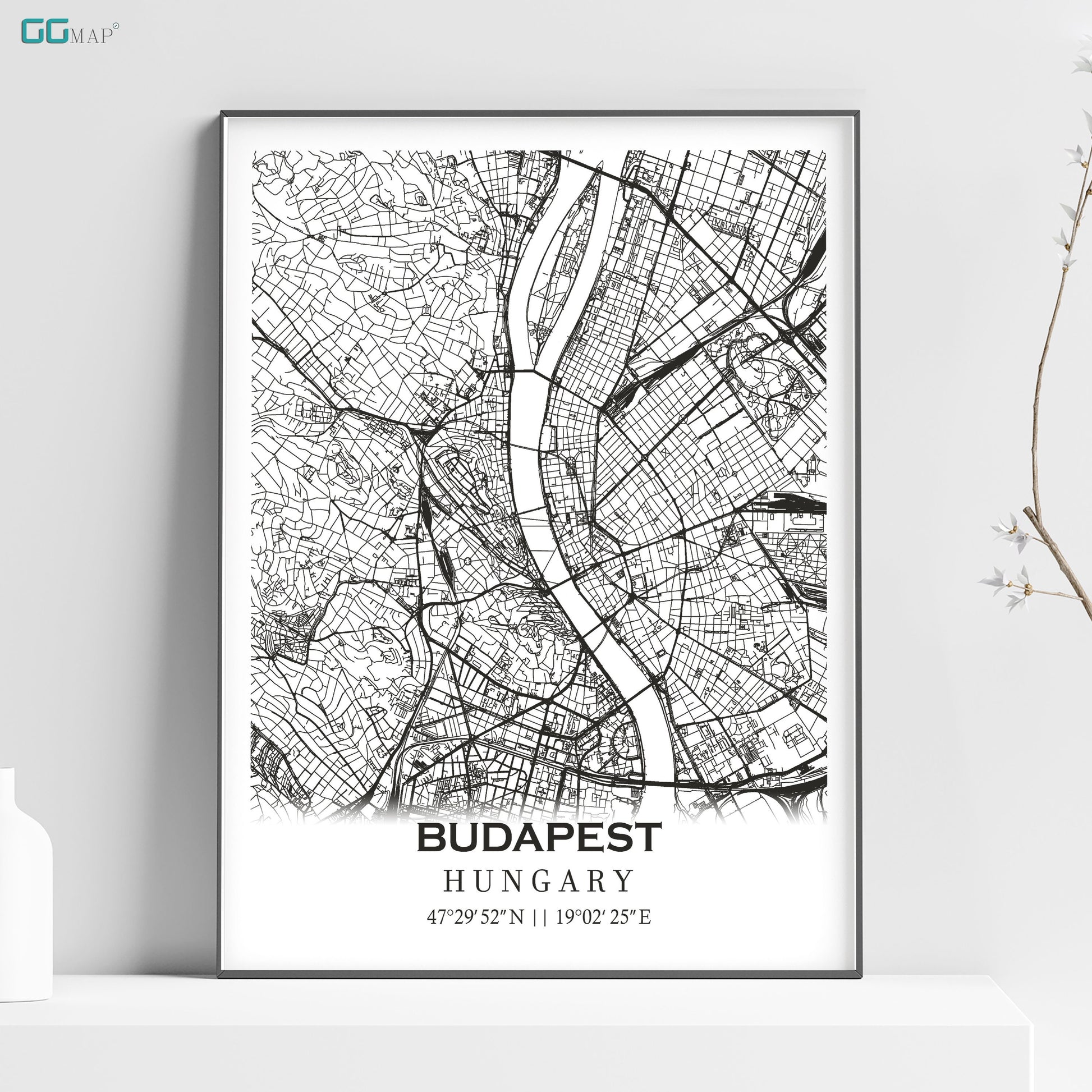 a black and white map of budapest