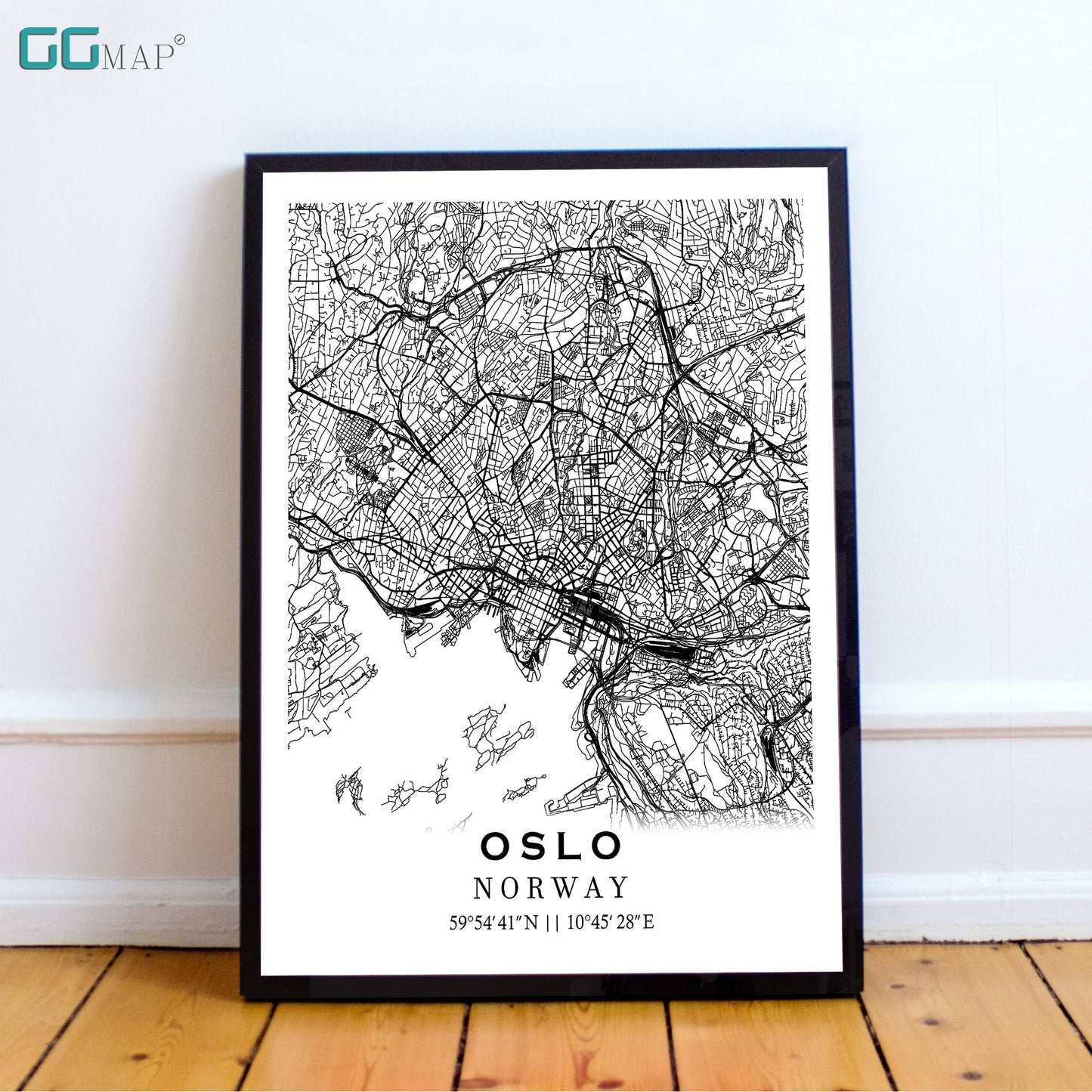 City map of OSLO - Home Decor - Wall decor - Office map - Travel map - Print map - Poster city map - Oslo map - Norway