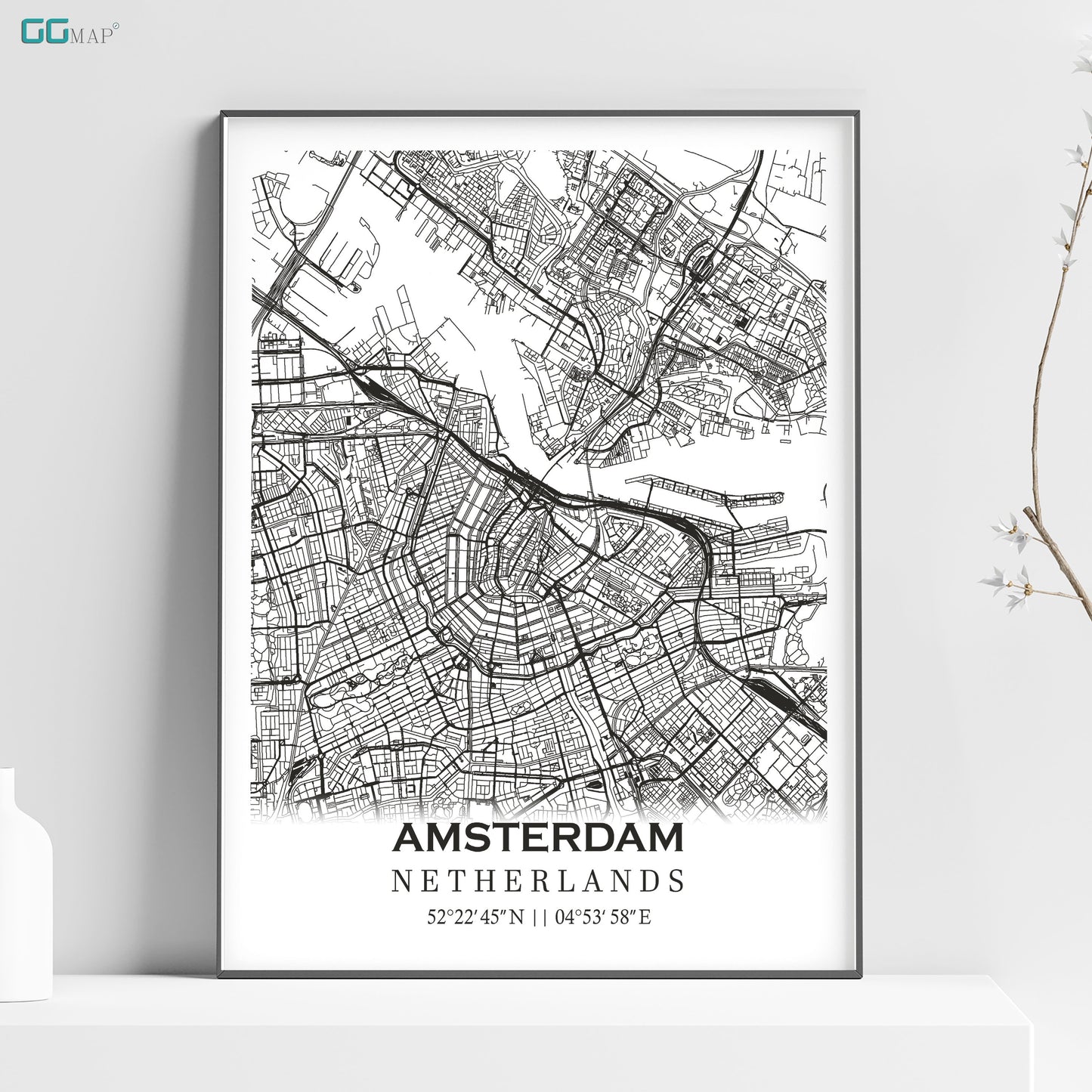 a black and white map of amsterdam