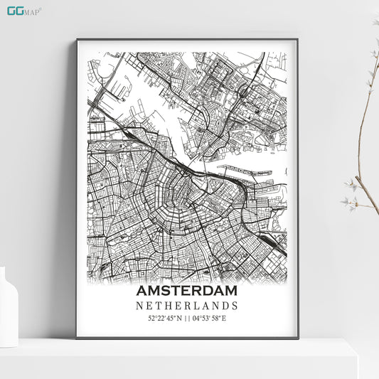 a black and white map of amsterdam