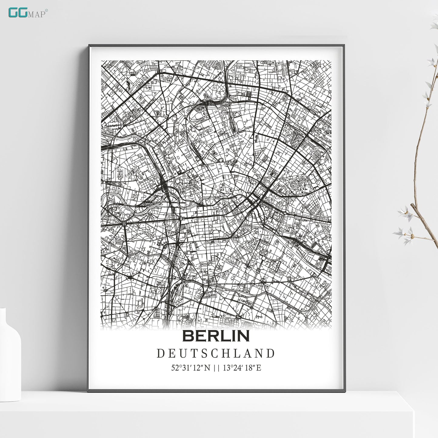 a black and white map of berlin, germany