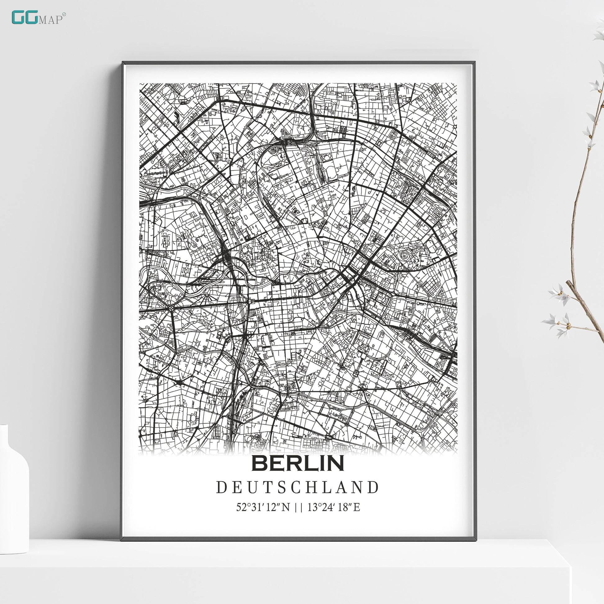 a black and white map of berlin, germany