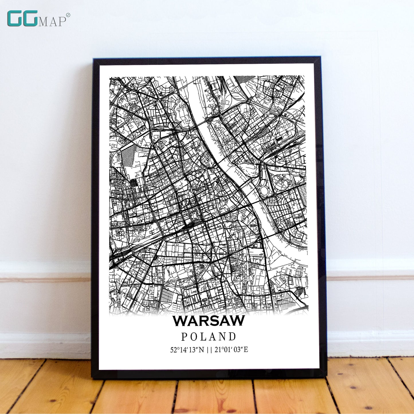 Map of WARSAW, Poland - Home Decor - Wall decor - Office map -Travel map - Print map -Poster city map -Office decor - Warsaw city map-Poland