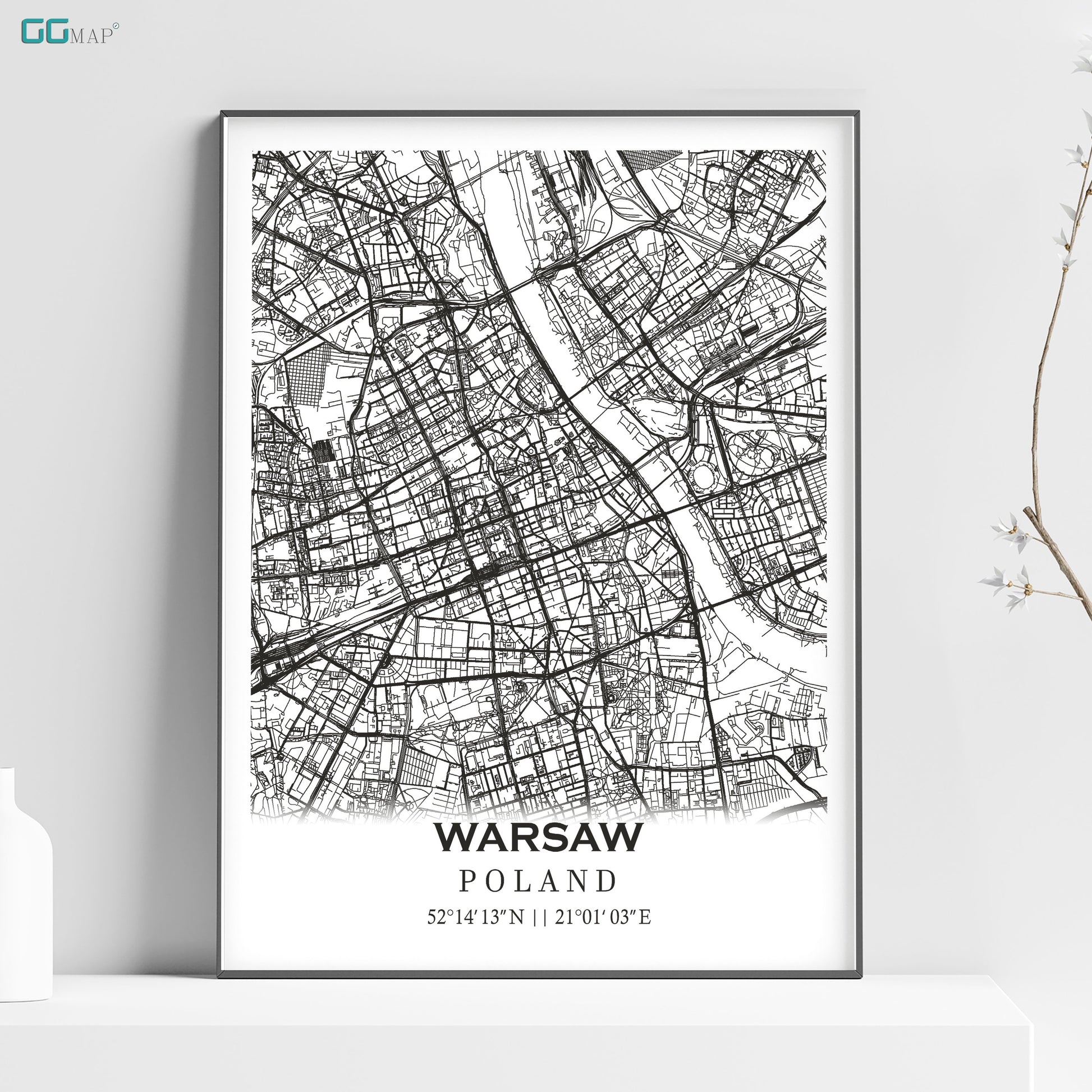 a black and white map of warsaw in poland