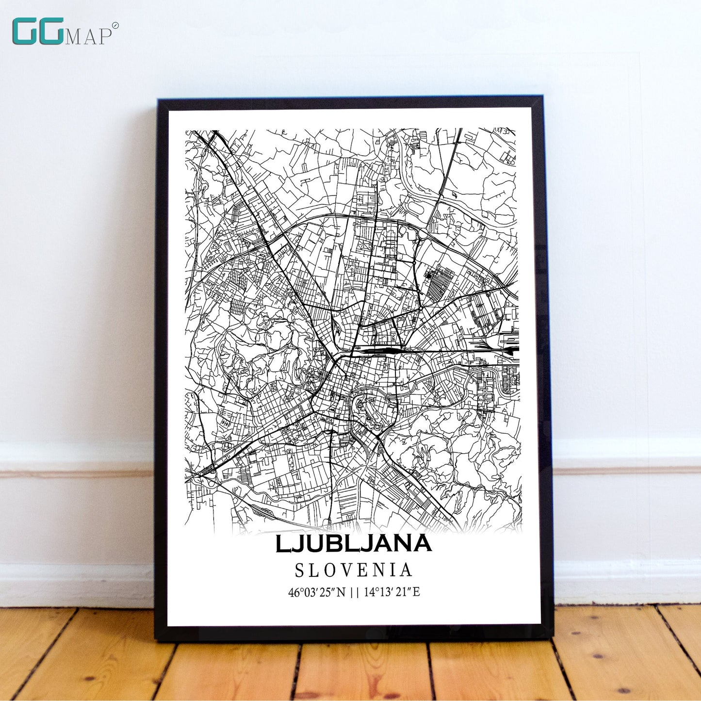 City map of LJUBLJANA - Home Decor - Wall decor -Office map -Travel map - Print map -Poster city map -Ljubljana map-Slovenia