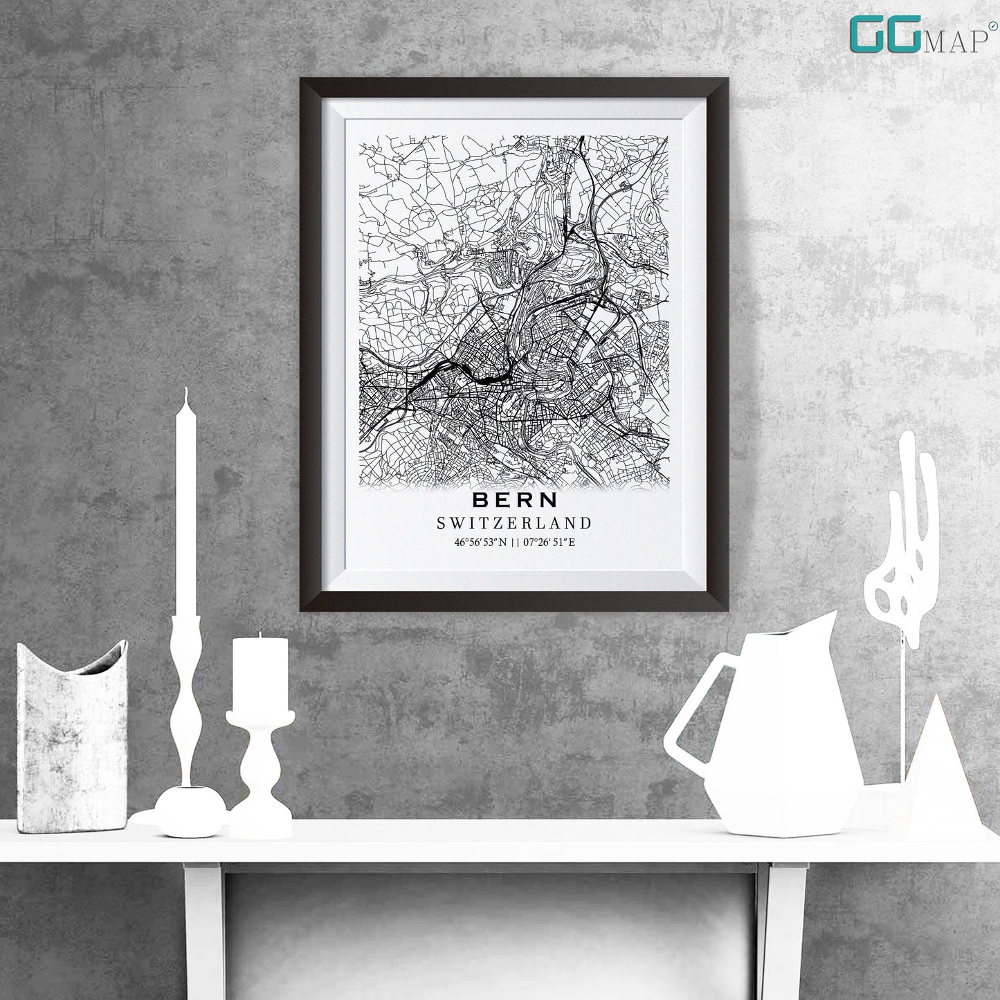 City map of BERN - Home Decor - Wall decor - Office map - Travel map - Print map - Poster city map - Bern map