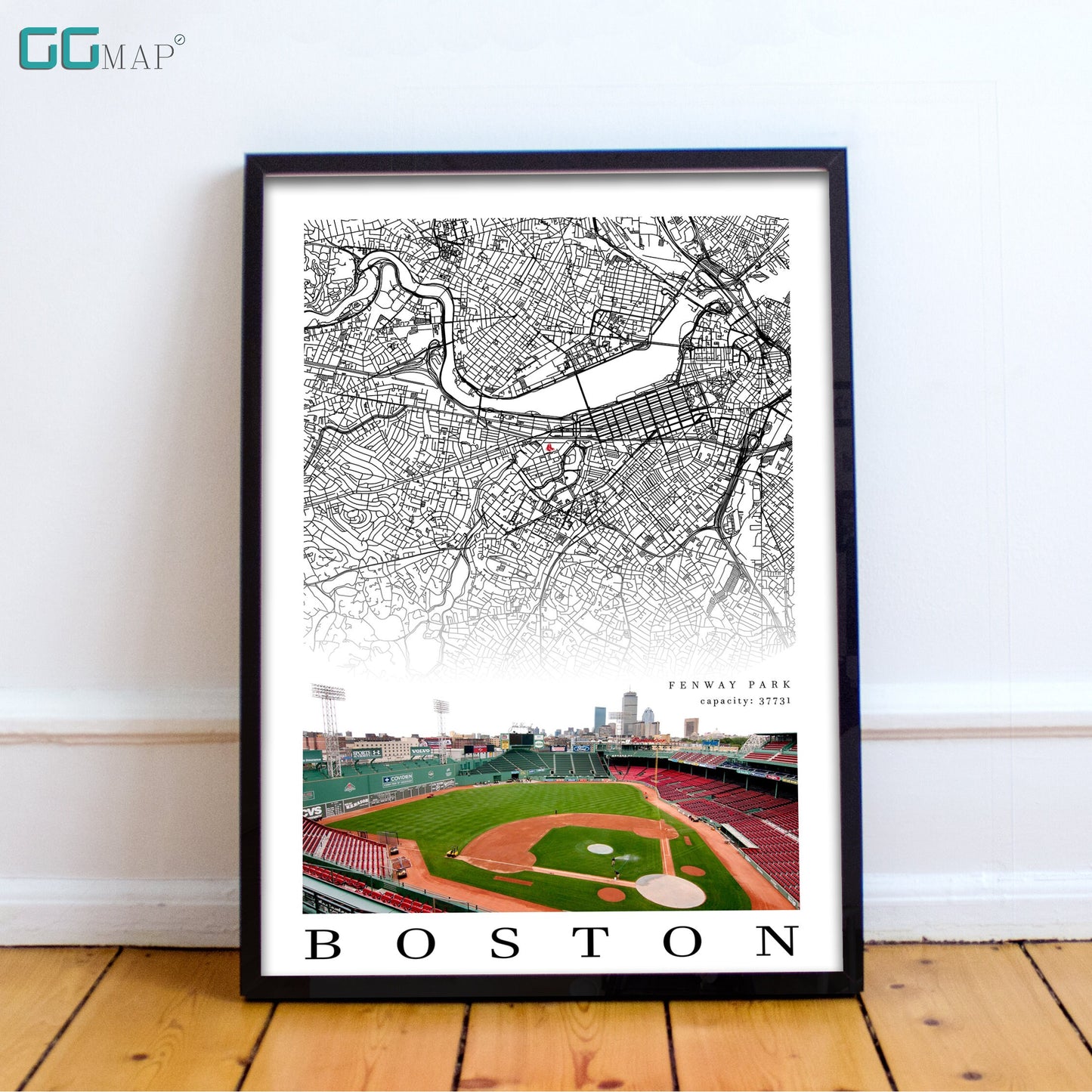 City map of BOSTON - Fenway Park - Home Decor New York - Fenway Park wall decor - Boston poster - Print map - Red Sox
