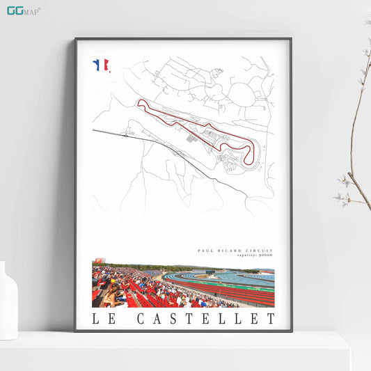 City map of LE CASTELLET - Circuit Paul Ricard - Home Decor Le Castellet - France Grand Prix - Formula 1 gift - Printed map