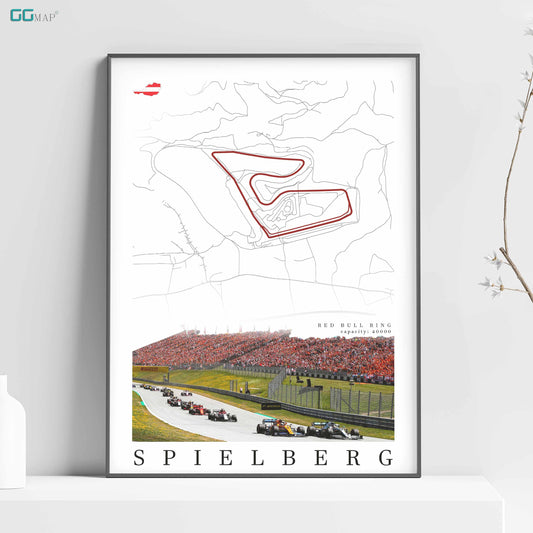 City map of SPIELBERG - Red Bull Ring - Home Decor Spielberg - Wall decor Spielberg - Austrian Grand Prix - Formula 1 gift - Printed map