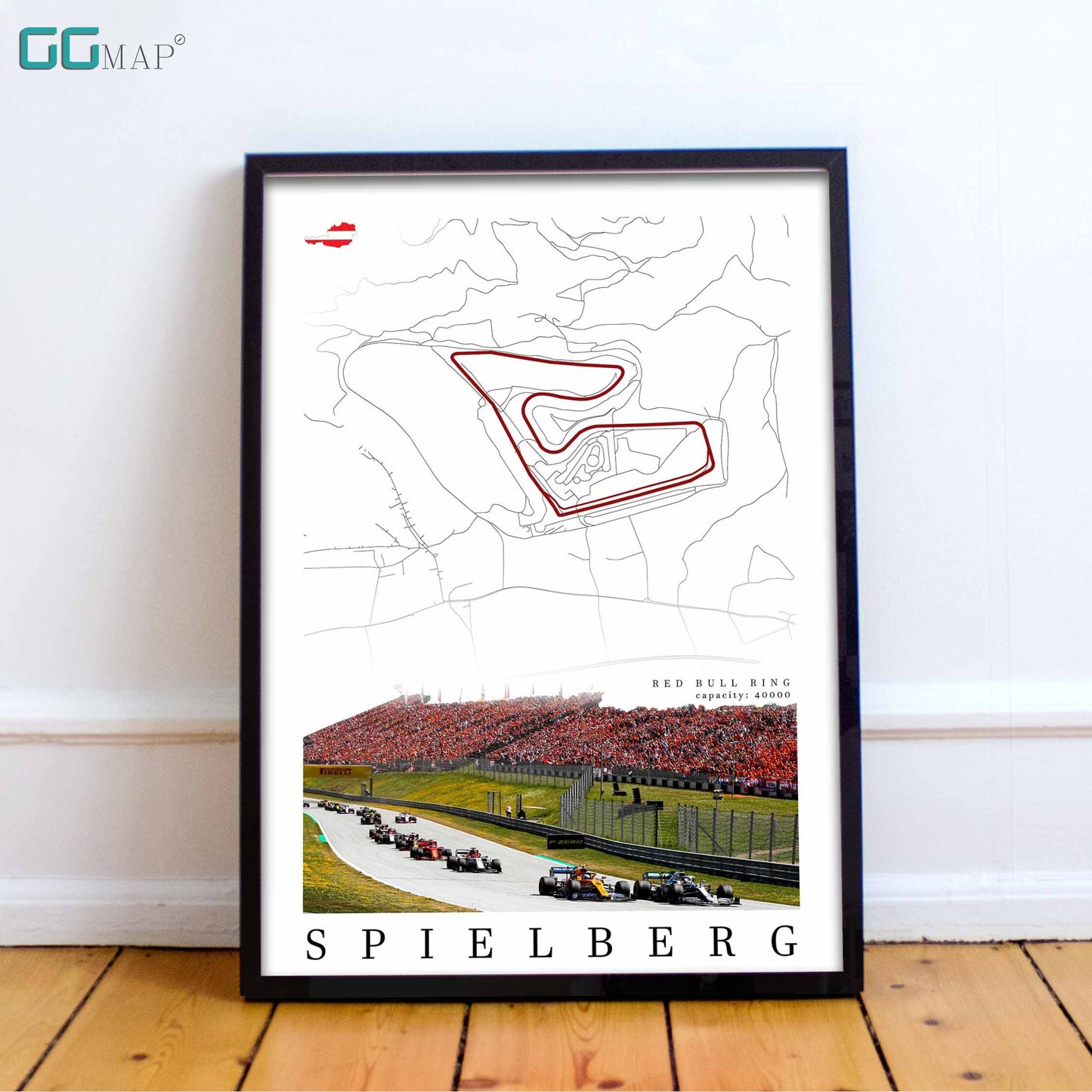 City map of SPIELBERG - Red Bull Ring - Home Decor Spielberg - Wall decor Spielberg - Austrian Grand Prix - Formula 1 gift - Printed map