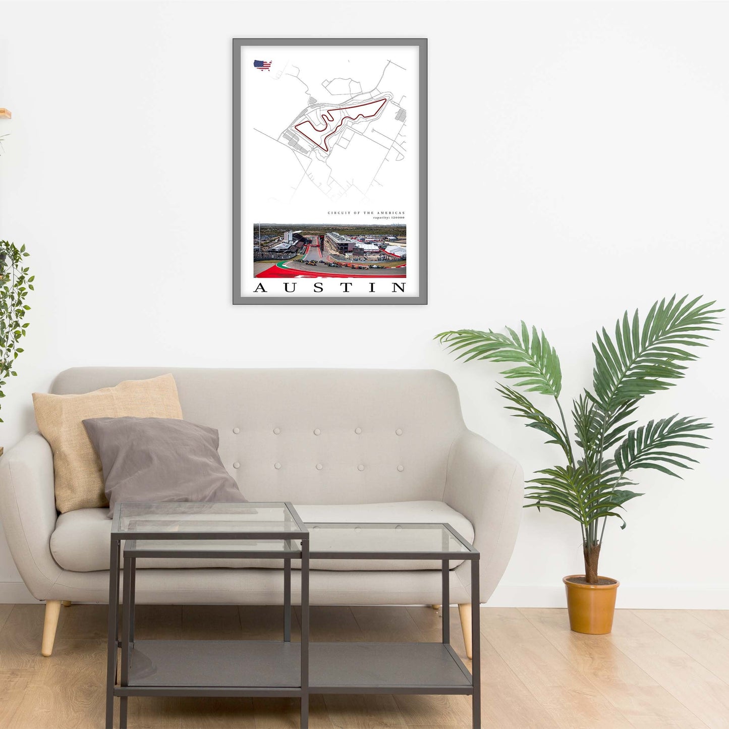 City map of AUSTIN - Circuit of the Americas -  Formula 1 - Wall decor Austin - USA Grand Prix - Printed map