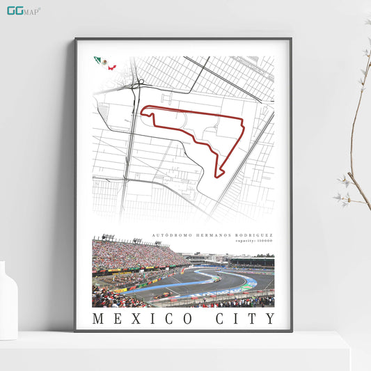 City map of MEXICO CITY - Autdromo Hermanos Rodrguez - Home Decor Mexico City - Mexico Grand Prix - Formula 1 gift - Printed map
