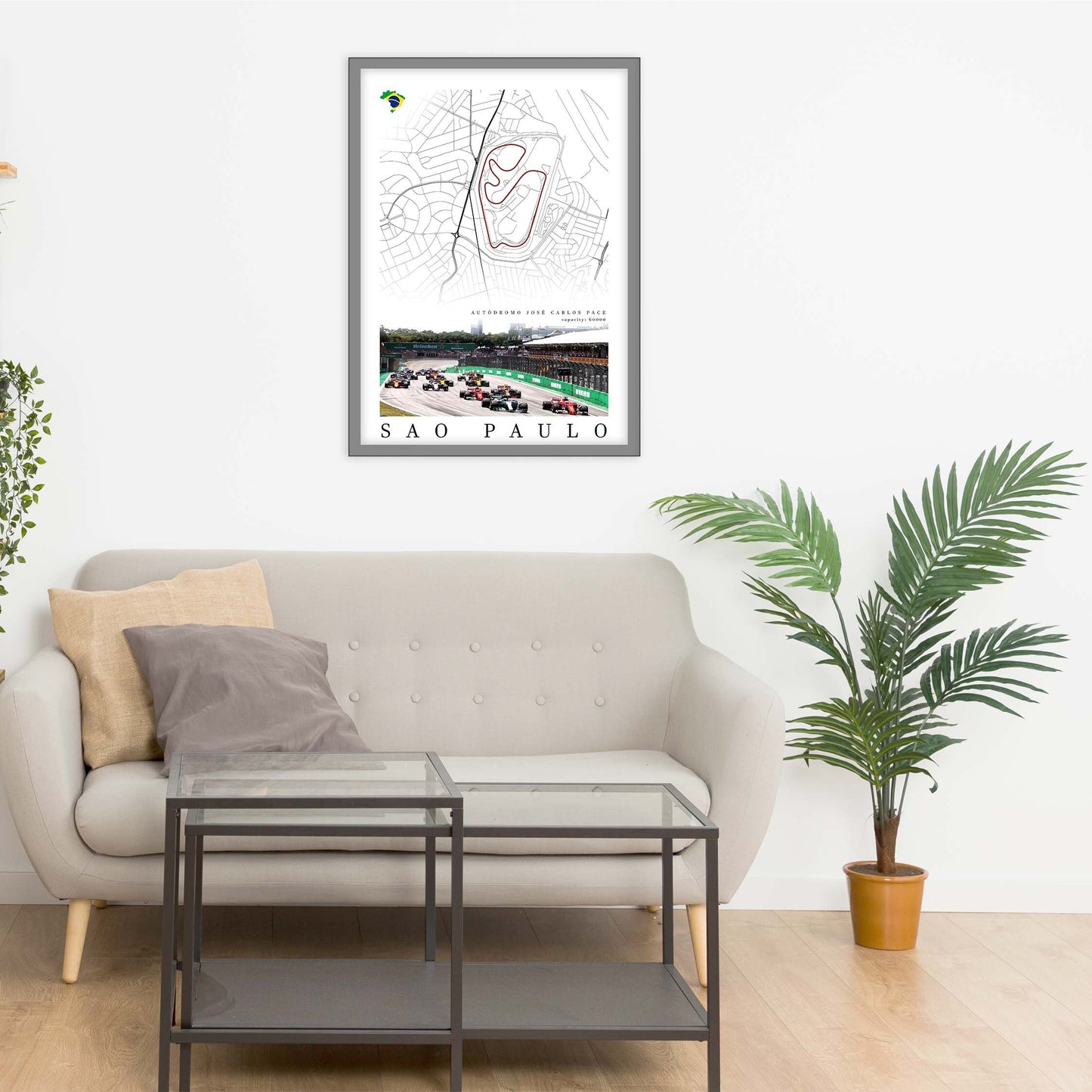 City map of SAO PAULO - Autódromo José Carlos Pace - Home Decor Sao Paulo - Brazilian Grand Prix - Formula 1 gift - Printed map