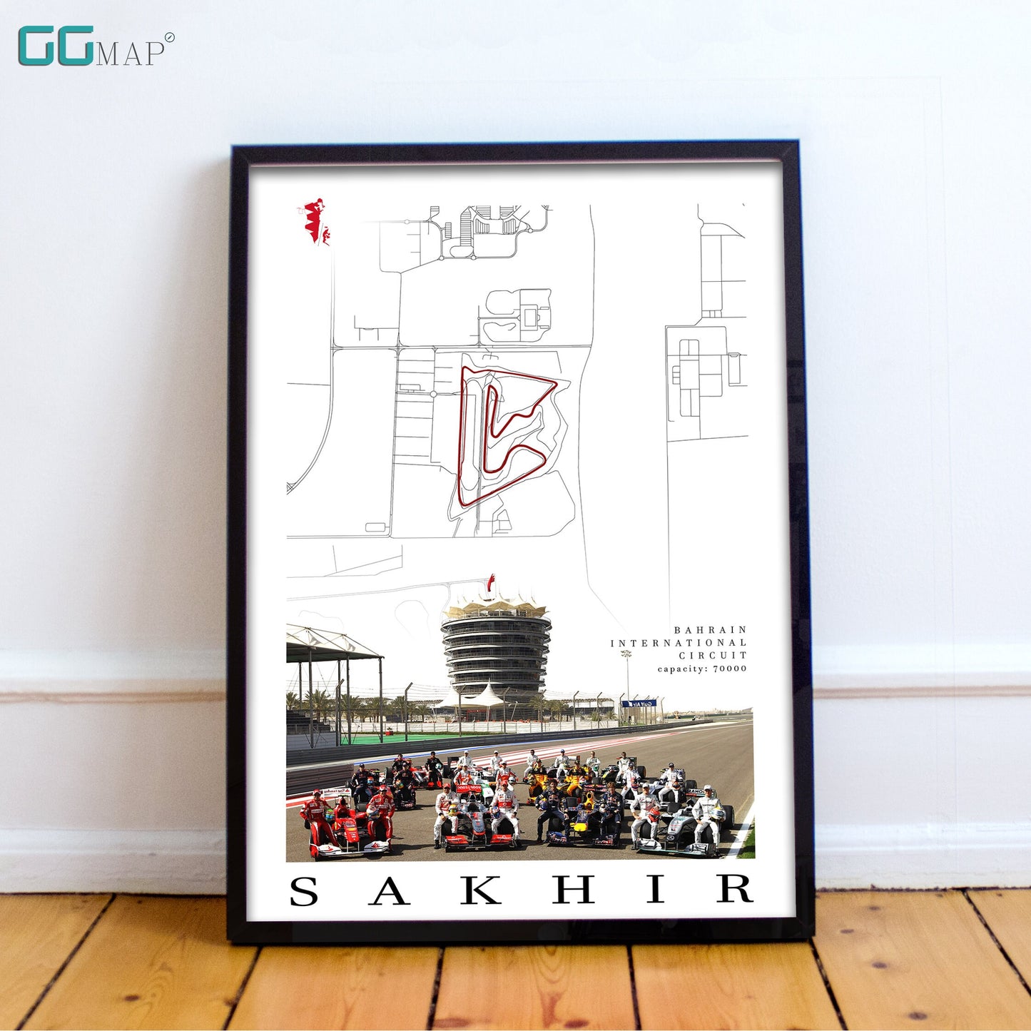 City map of SAKHIR - Bahrain International Circuit - Home Decor Sakhir - Bahrain Grand Prix - Formula 1 gift - Printed map