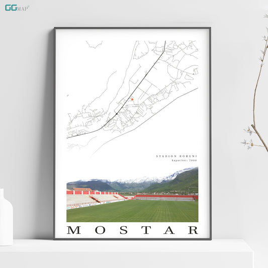 a poster of a soccer field with a map of the stadium