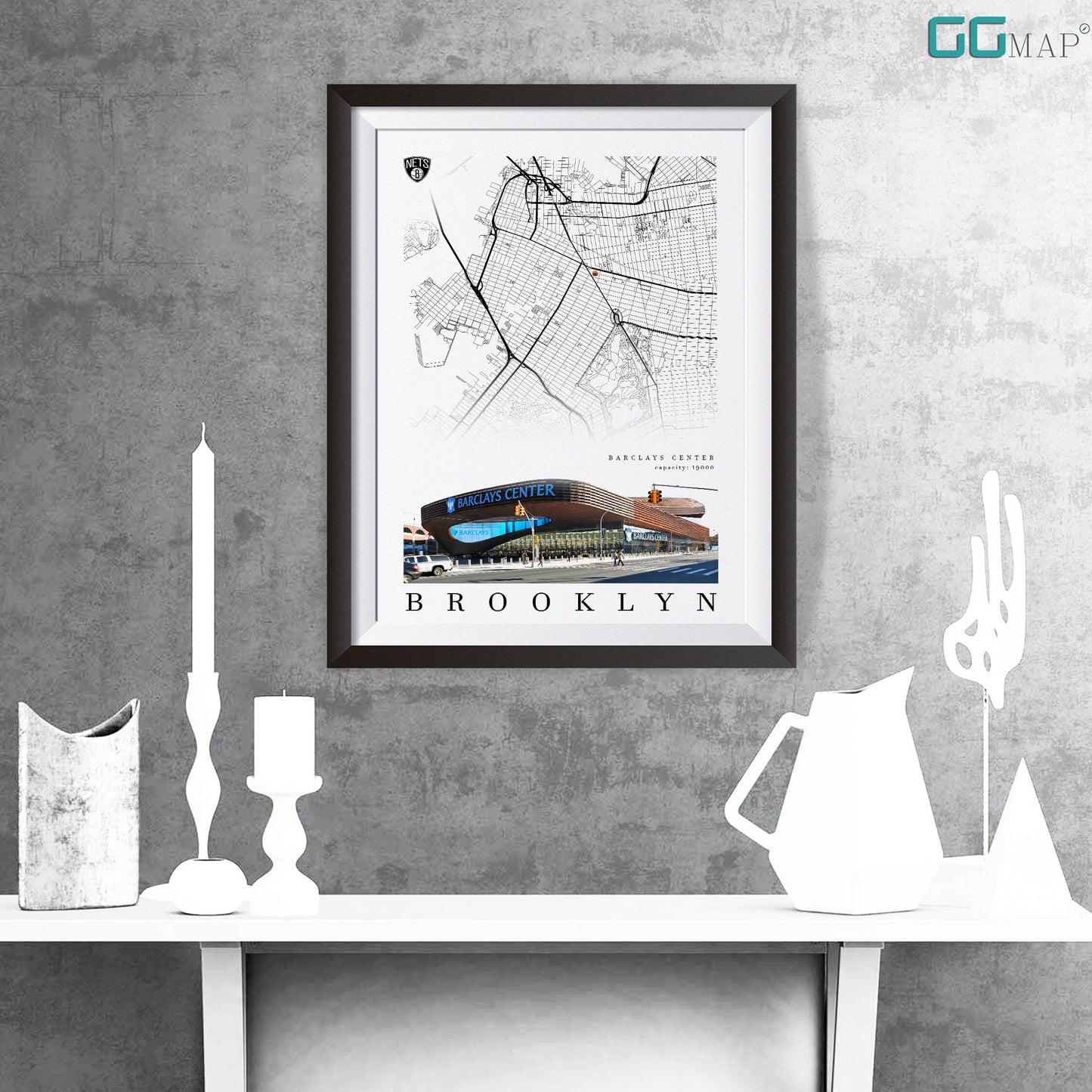 City map of BROOKLYN - Barclays Center - Home Decor Brooklyn - Barclays Center wall decor - Brooklyn poster - Print map