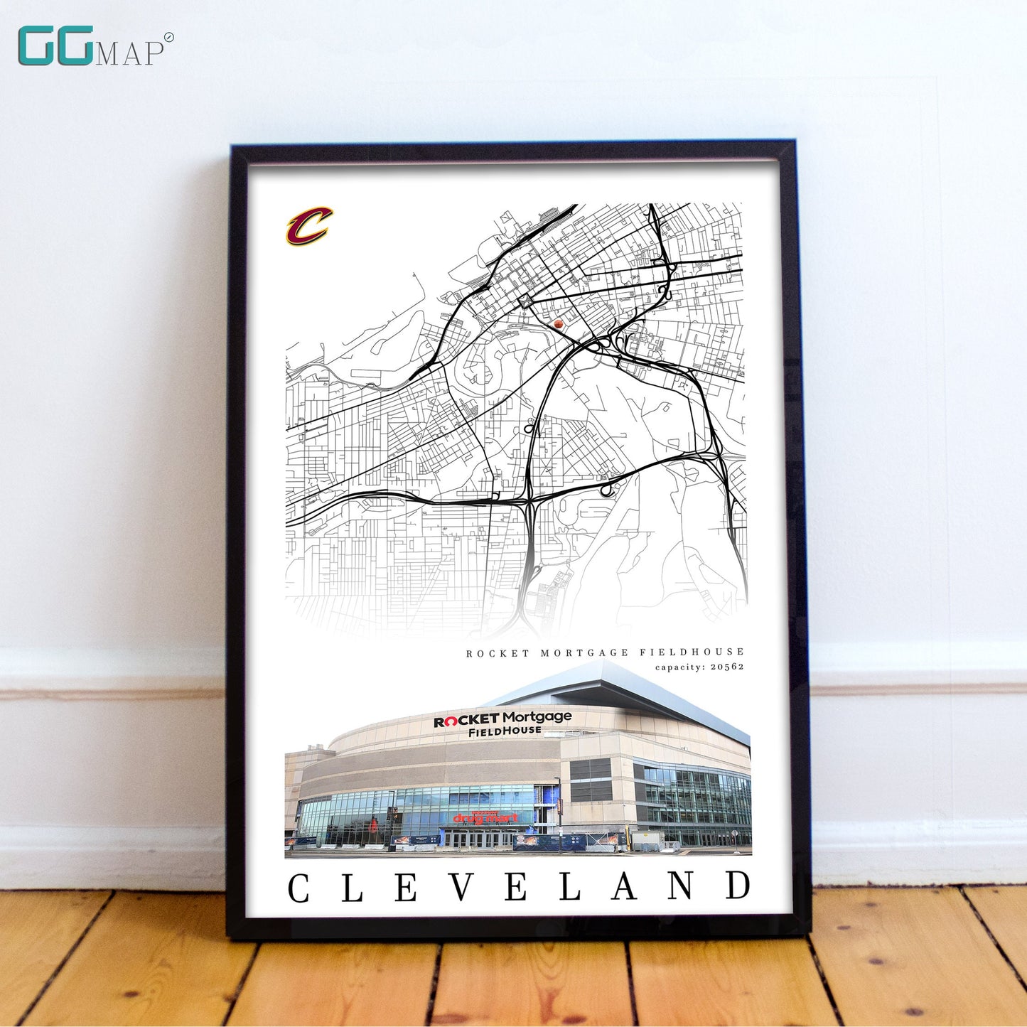 City map of CLEVELAND - Rocket Mortgage FieldHouse - Home Decor Cleveland - Cleveland wall decor - Cleveland poster - Print map