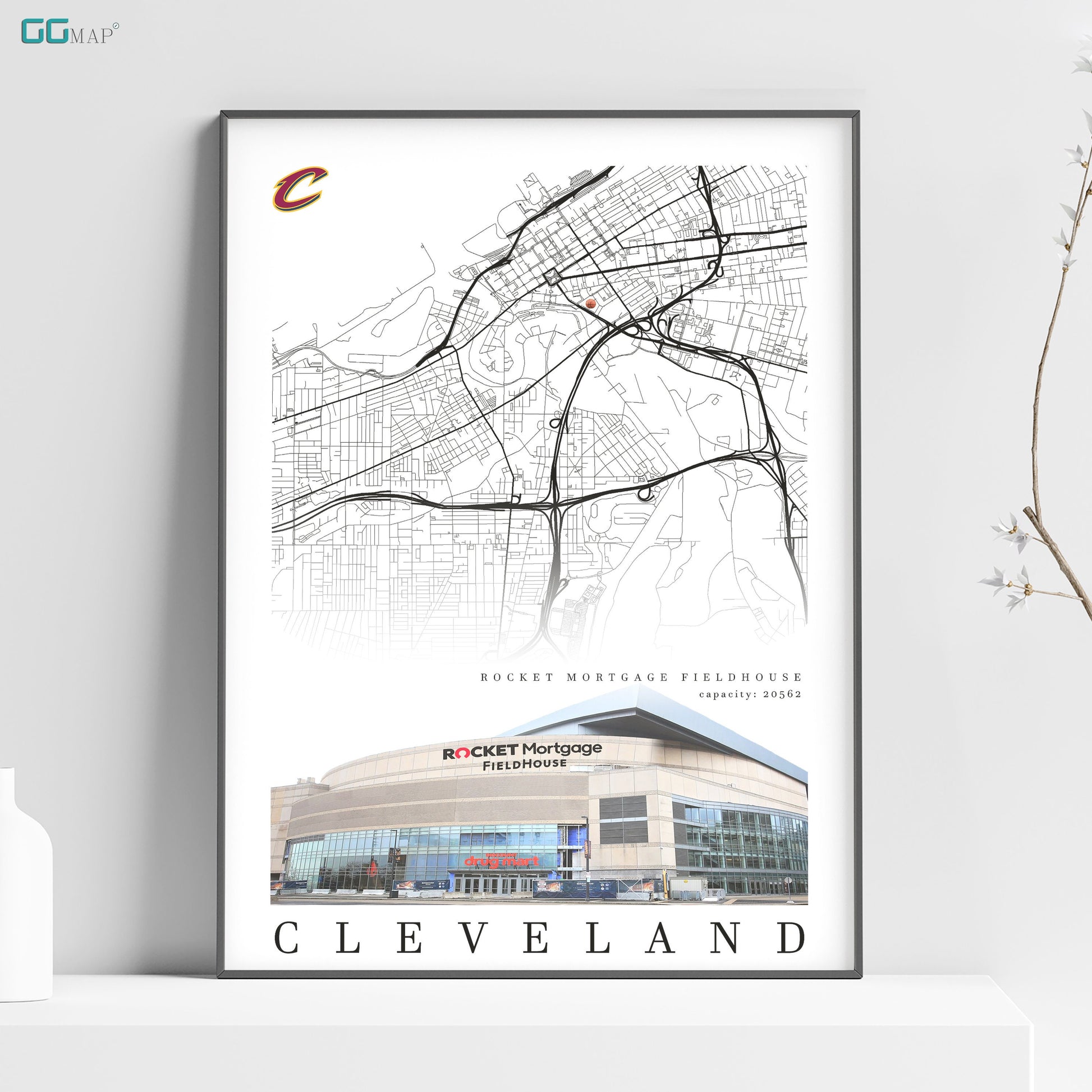 a map of cleveland with a white background