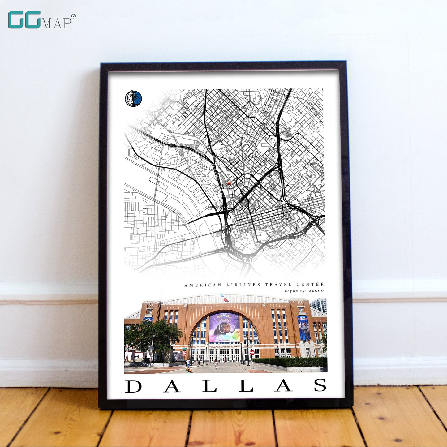 City map of DALLAS - American Airlines Travel Center - Home Decor Dallas - Dallas wall decor - Dallas poster - Dallas gift - Print map