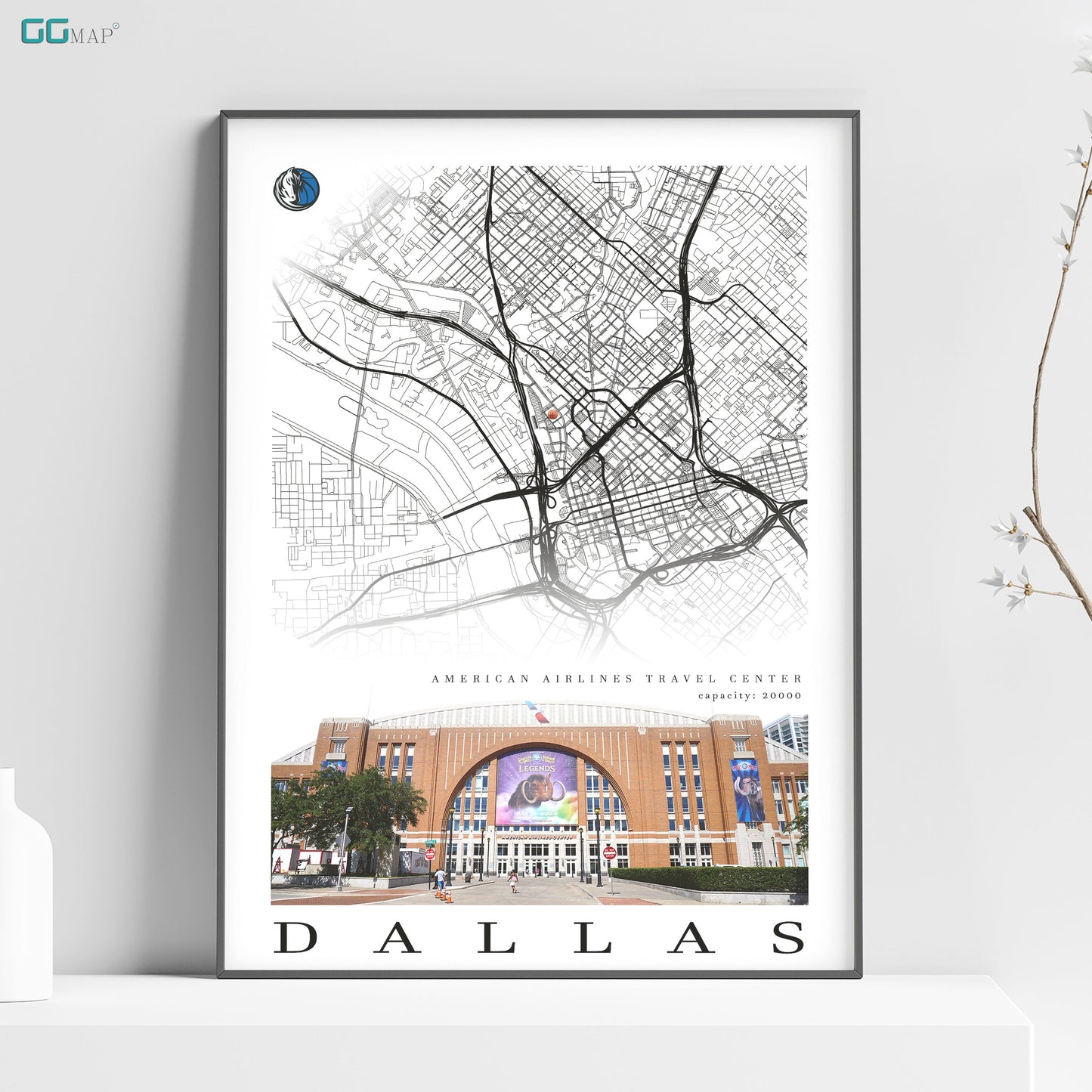 City map of DALLAS - American Airlines Travel Center - Home Decor Dallas - Dallas wall decor - Dallas poster - Dallas gift - Print map