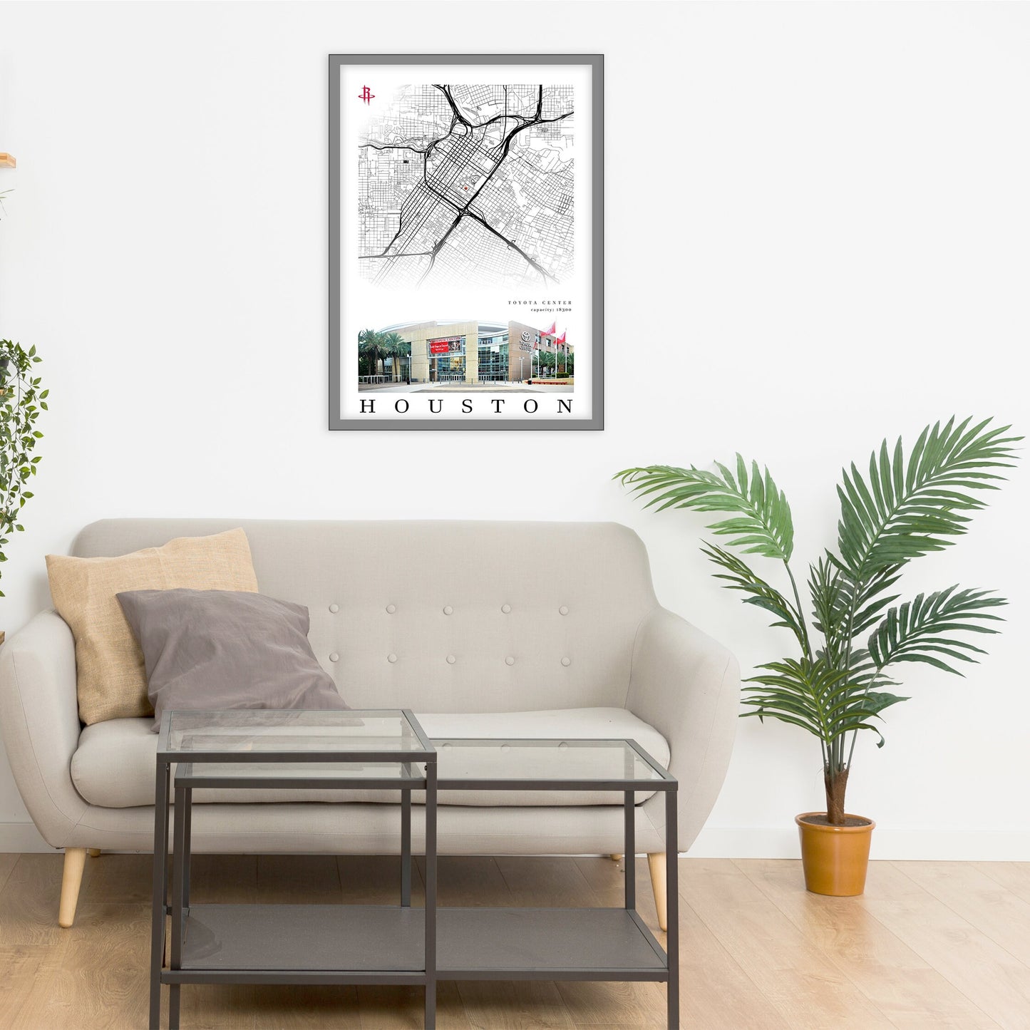 City map of HOUSTON - Toyota Center - Home Decor Houston - Toyota Center wall decor - Houston poster - Toyota Center gift - Print map