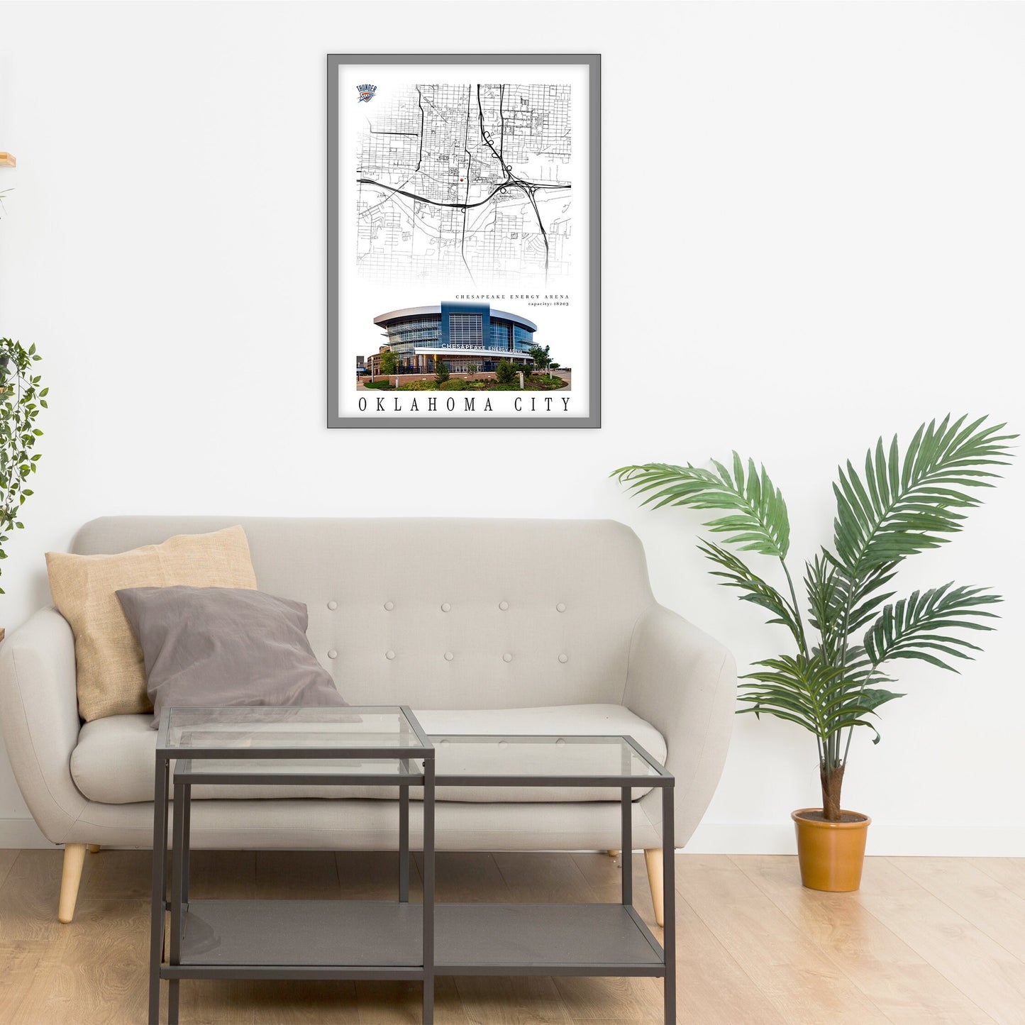 City map of OKLAHOMA CITY - Chesapeake Energy Arena - Home Decor Oklahoma - Chesapeake Energy Arena wall decor - Oklahoma poster - Print map