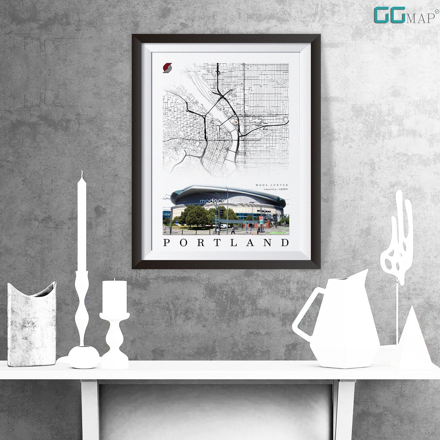 City map of PORTLAND - Moda Center - Home Decor Portland - Moda Center wall decor - Portland poster - Portland gift - Print map