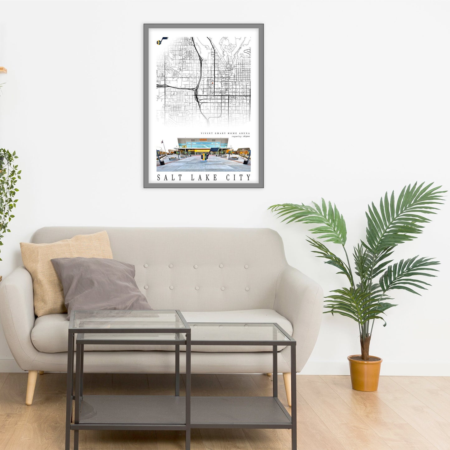 City map of SALT LAKE CITY - Vivint Smart Home Arena - Home Decor Salt Lake CIty - Vivint Smart Home Arena wall decor - Print map