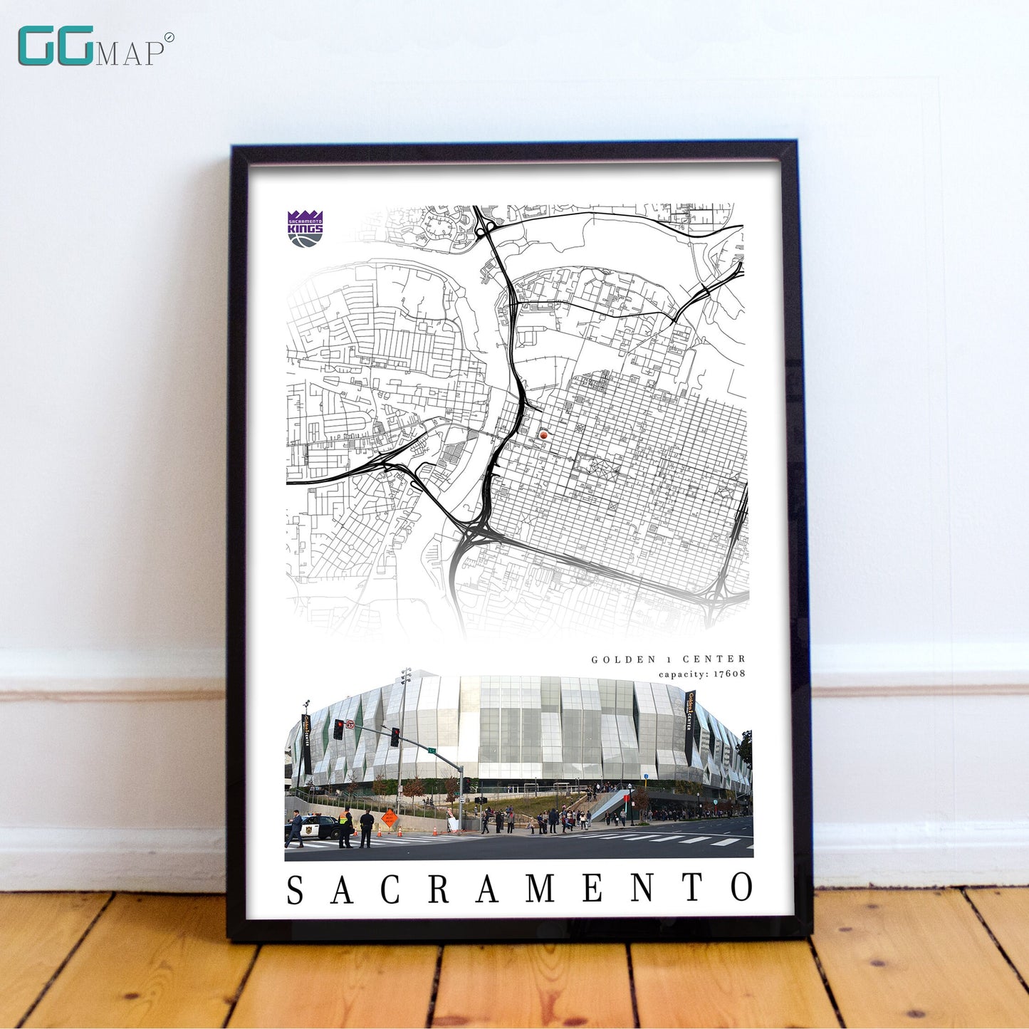 City map of SACRAMENTO - Golden 1 Centar - Home Decor Sacramento - Golden 1 Centar wall decor - Sacramento poster - Print map