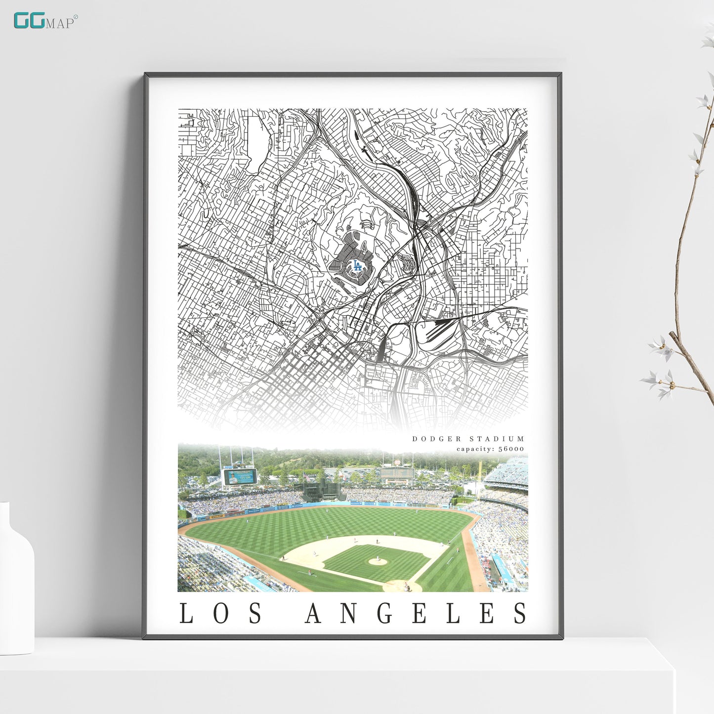 City map of LOS ANGELES - Home Decor Los Angeles - Dodger Stadium wall decor - Los Angeles poster - Los Angeles Dodgers - Print map