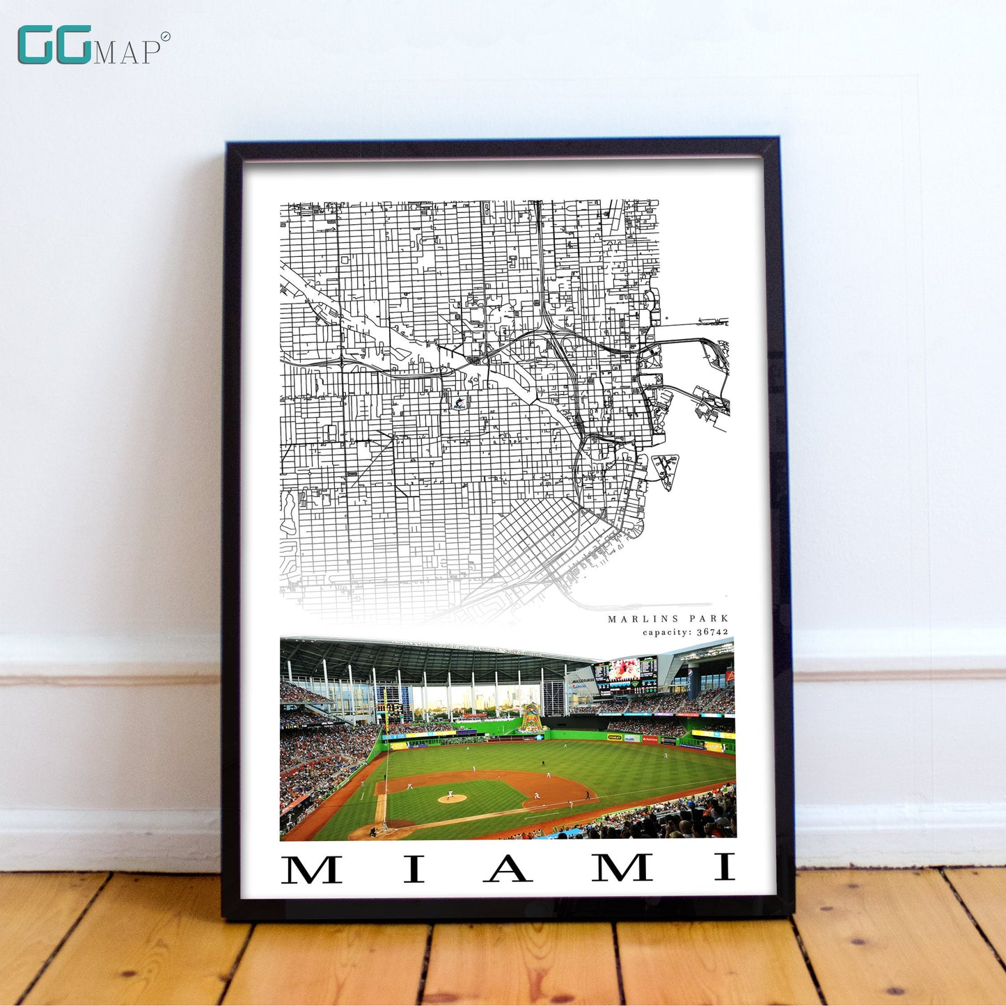 City map of MIAMI - Home Decor Miami - Marlins Park wall decor - Miami poster - Miami Marlins - Print map