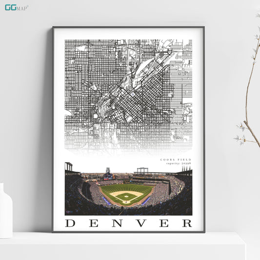 City map of DENVER - Home Decor Denver - Coors Field wall decor - Denver poster - Colorado Rockies - Print map