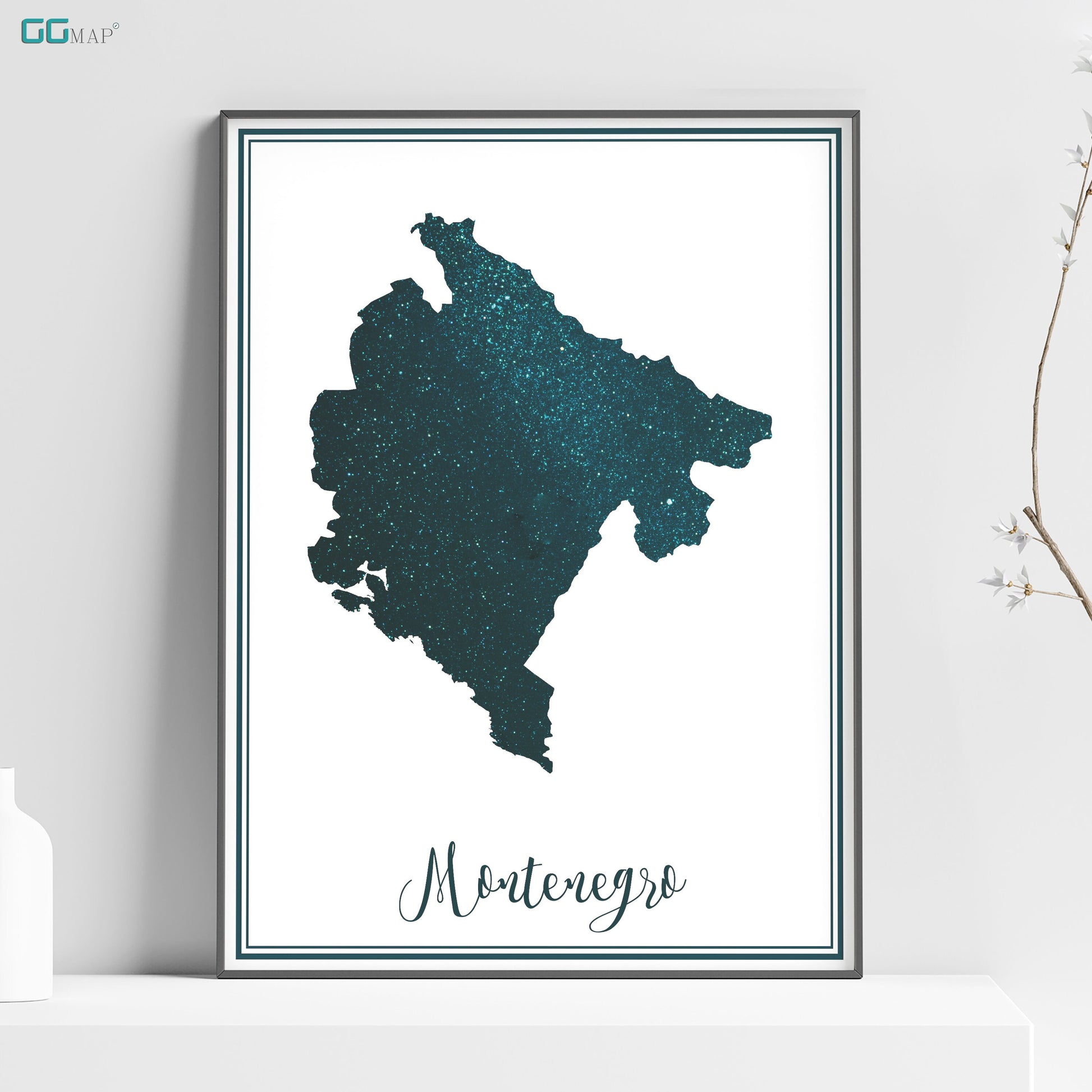 a poster of a map of the state of montenegro