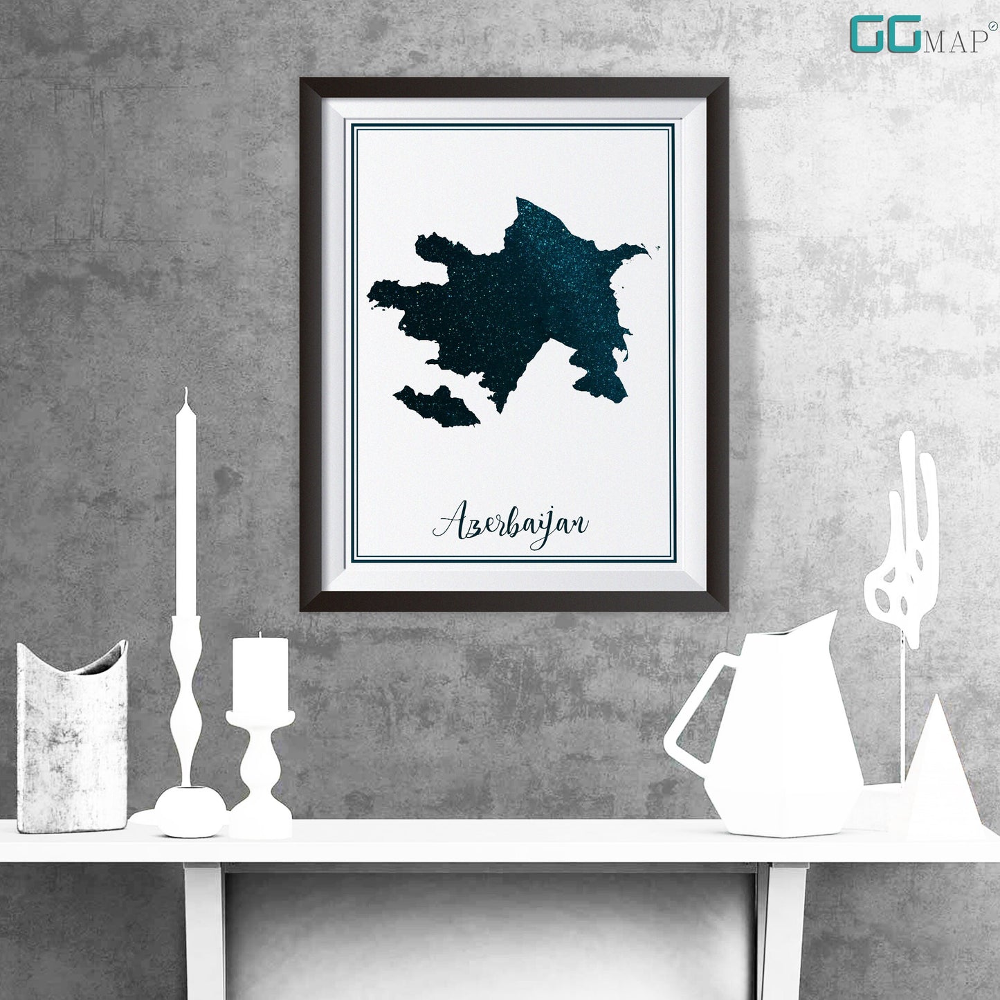 AZERBAIJAN map - Azerbaijan stars map - Travel poster - Home Decor - Wall decor - Office map - Azerbaijan gift - GeoGIS studio