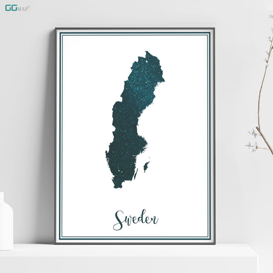 a picture of a poster with the name and map of sweden