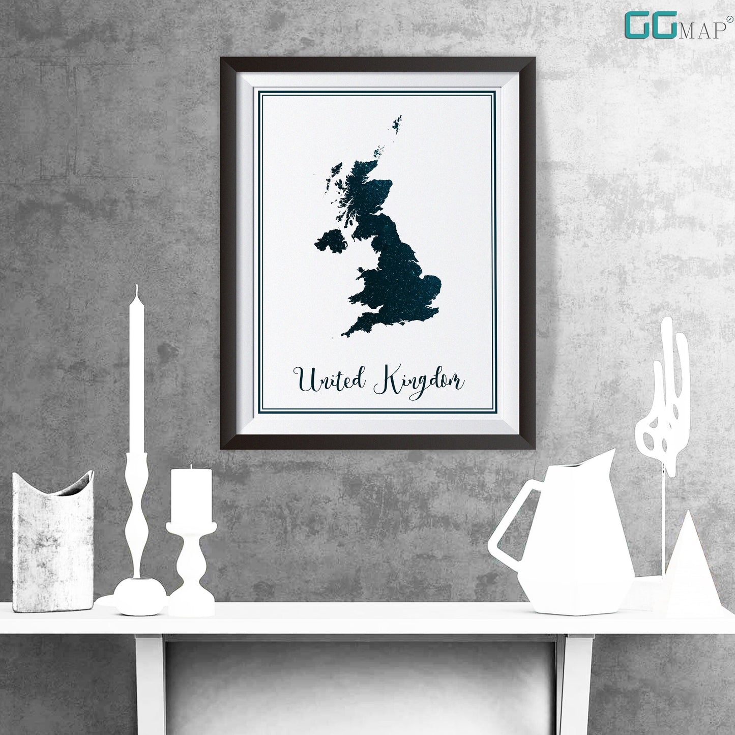 UNITED KINGDOM map - United Kingdom stars map - Travel poster - Home Decor - Wall decor - Office map - United Kingdom gift - GeoGIS studio