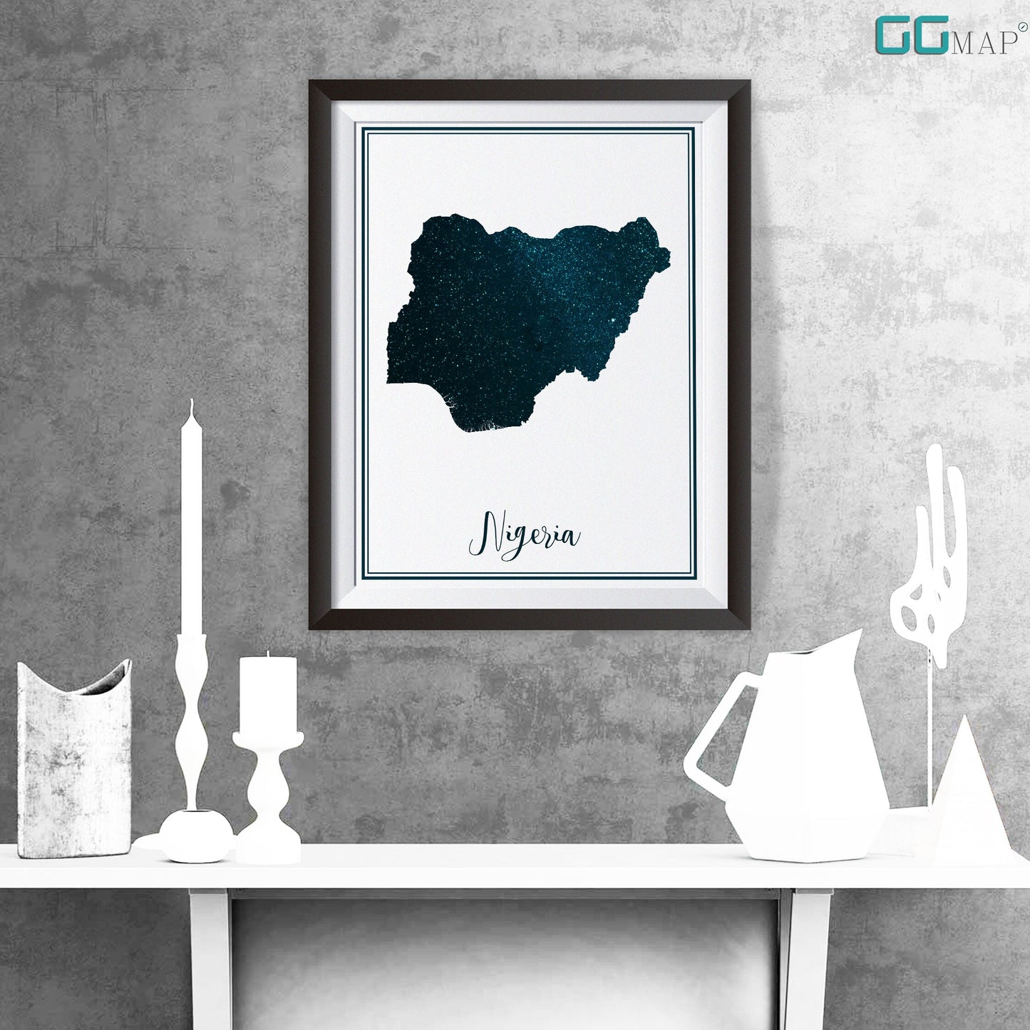 NIGERIA map - Nigeria stars map - Travel poster - Home Decor - Wall decor - Office map - Nigeria gift - GeoGIS studio