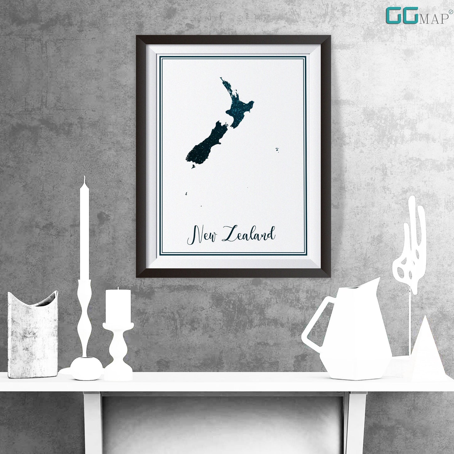 NEW ZEALAND map - New Zealand stars map - Travel poster - Home Decor - Wall decor - Office map - New Zealand gift - GeoGIS studio