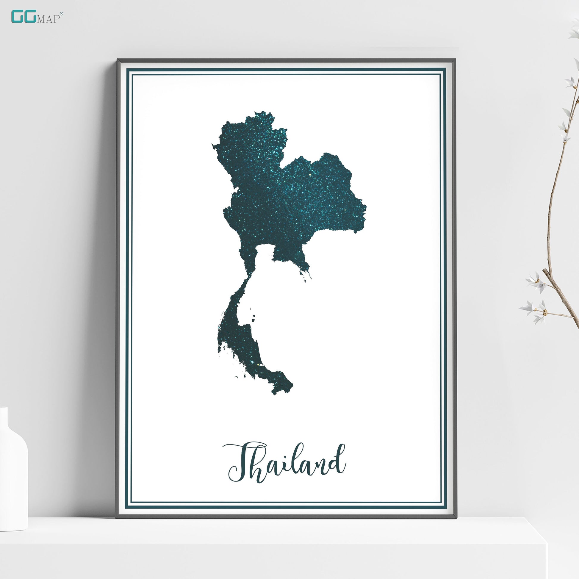 a picture of a map of thailand with the name