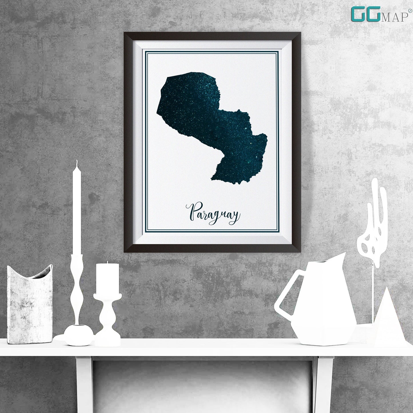 PARAGUAY map - Paraguay stars map - Paraguay Travel poster - Home Decor - Wall decor - Office map - Paraguay gift - GeoGIS studio