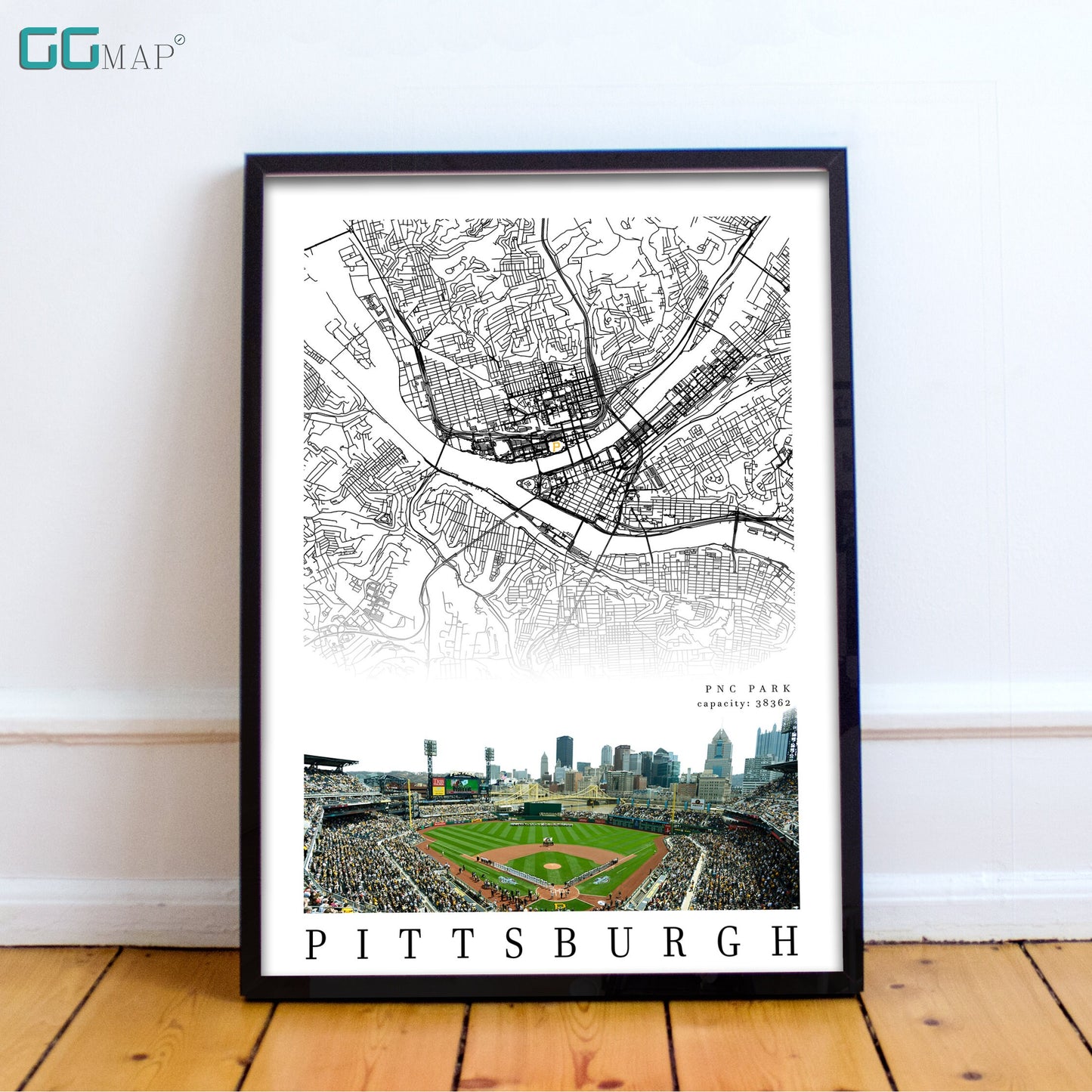 City map of PITTSBURGH - Home Decor Pittsburgh - PNC Park wall decor - Pittsburgh poster - Pittsburgh Pirates - Print map