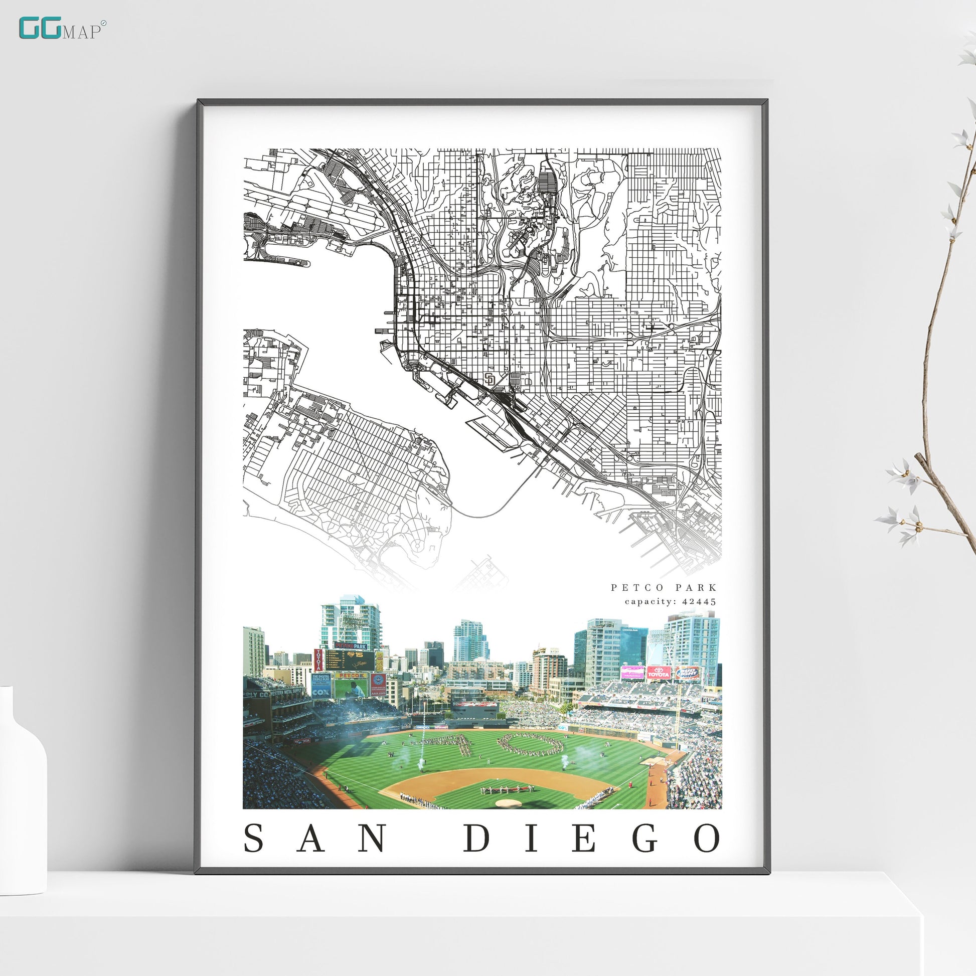 a poster of a baseball field in san diego