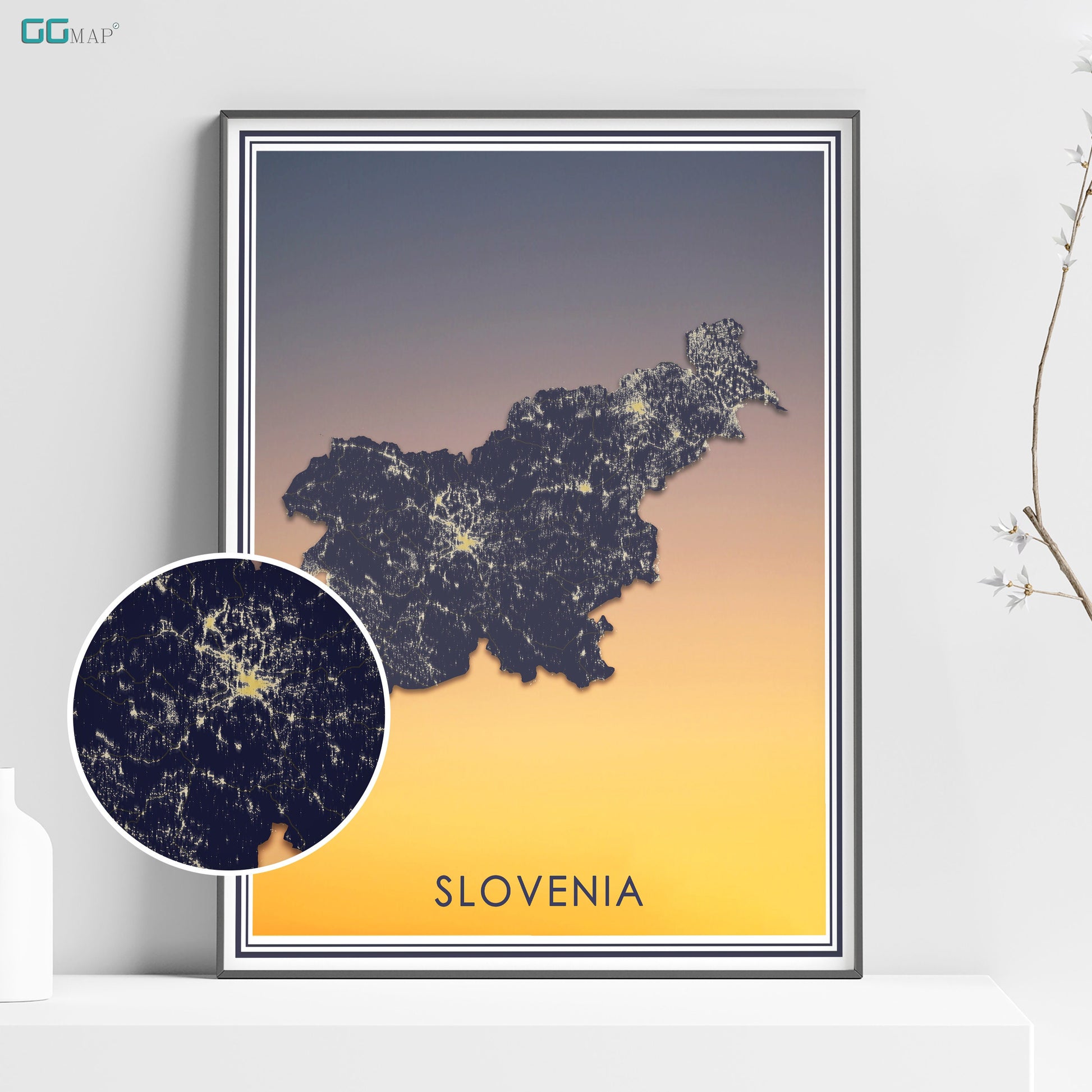 a picture of a map of the country of slovenia