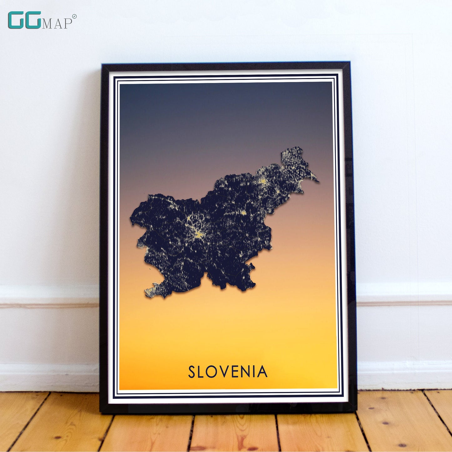 SLOVENIA map - Slovenia sunset map - Travel poster - Home Decor - Wall decor - Office map - Slovenia gift - GGmap - Sovenia travel map