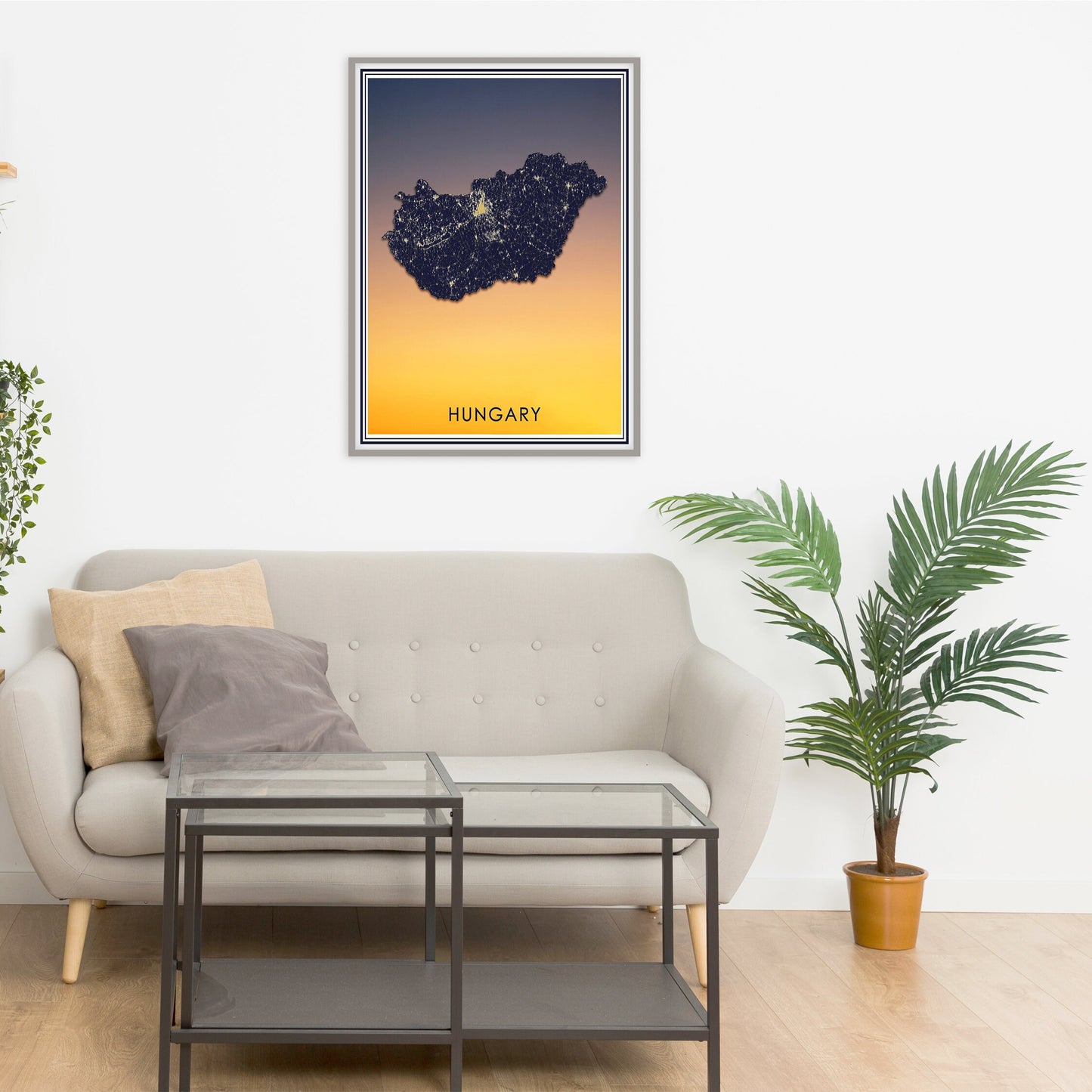 HUNGARY map - Hungary sunset map - Travel poster - Home Decor - Wall decor - Office map - Hungary gift - GGmap - Magyarország map