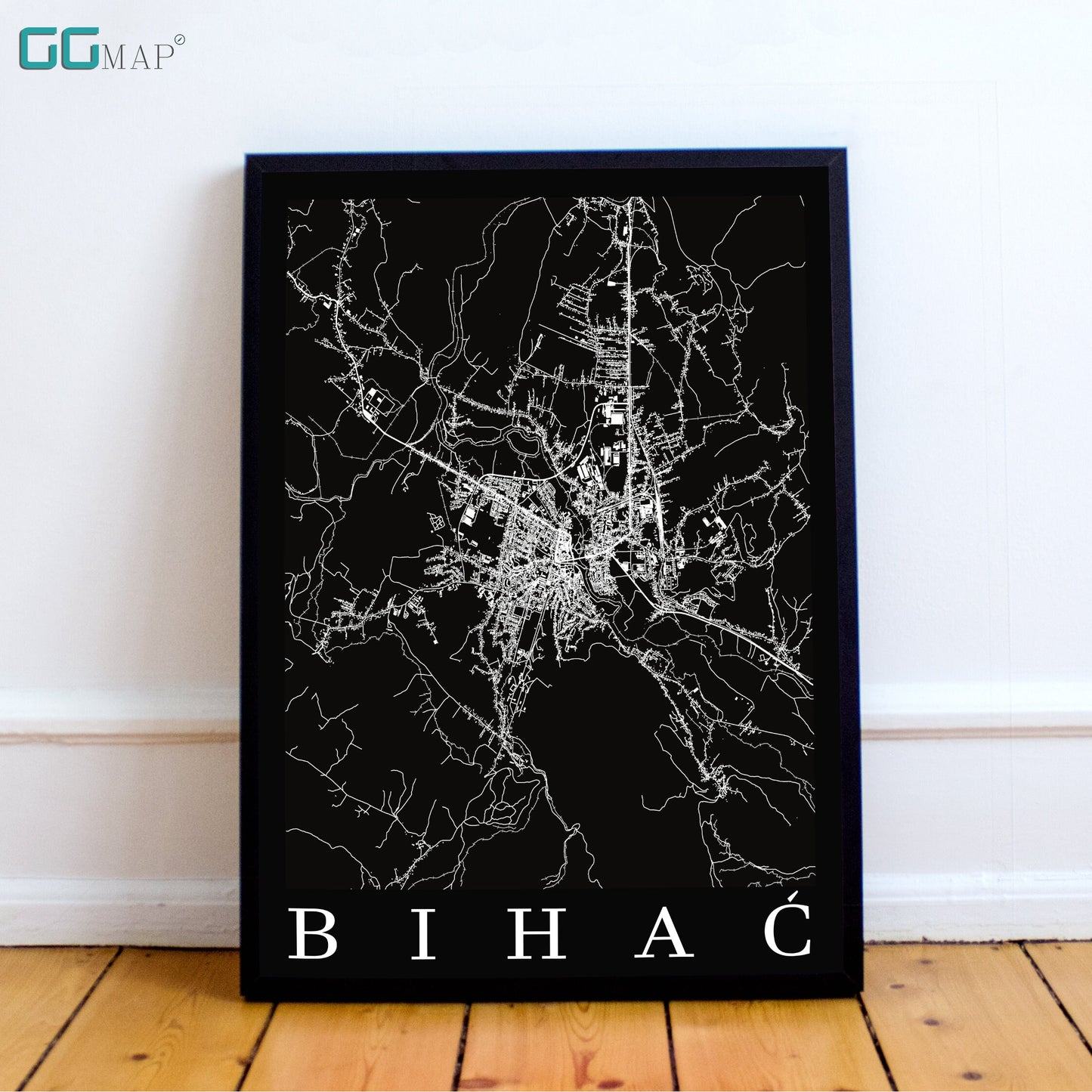 City map of BIHAĆ - Home Decor - Wall decor - Office map - Travel map - Print map - Poster city map - Bihać map - GeoGIS Studio