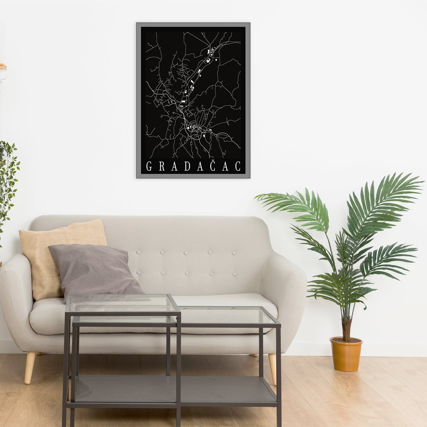 City map of GRADAČAC - Home Decor - Wall decor - Office map - Travel map - Print map - Poster city map - Gradačac black map - GeoGIS Studio