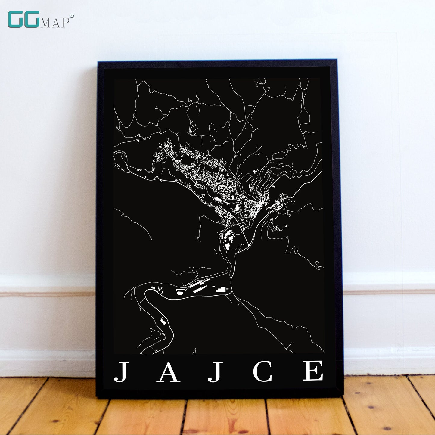 City map of JAJCE - Home Decor - Wall decor - Office map - Travel map - Print map - Poster city map - Jajce black map - GeoGIS Studio